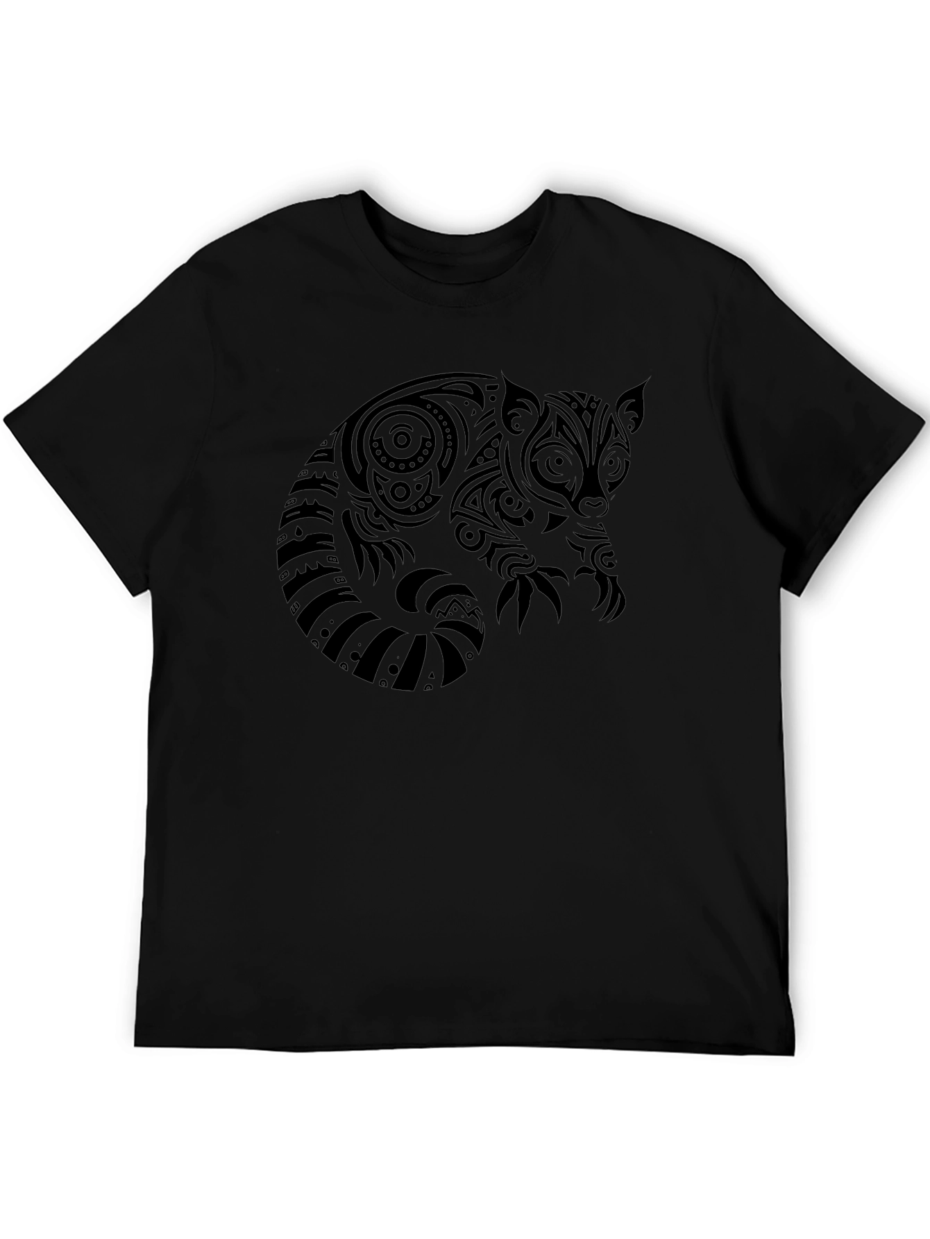 Tribal Red Panda Graphic Black T-Shirt