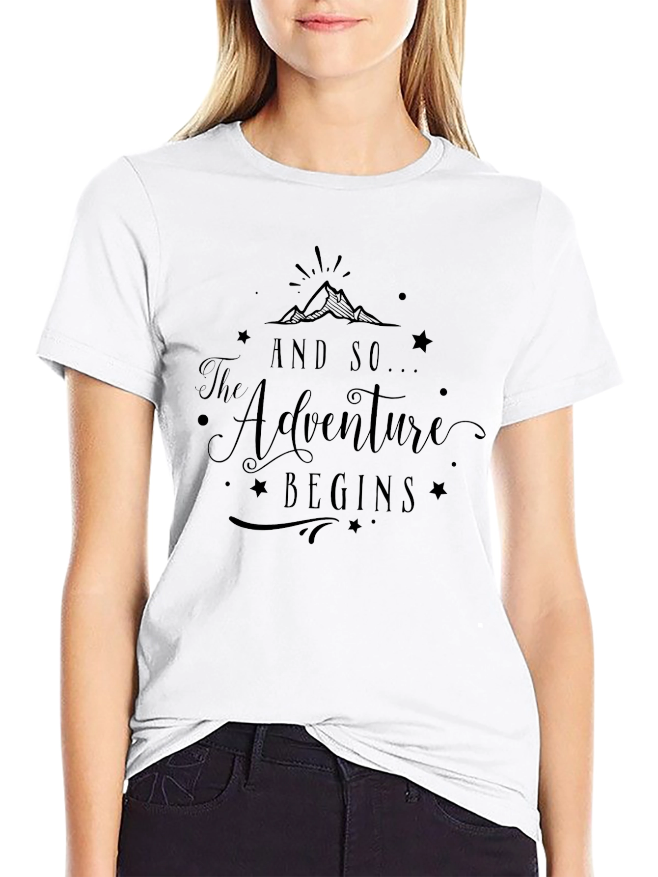 Adventure Begins Graphic Tee - Black