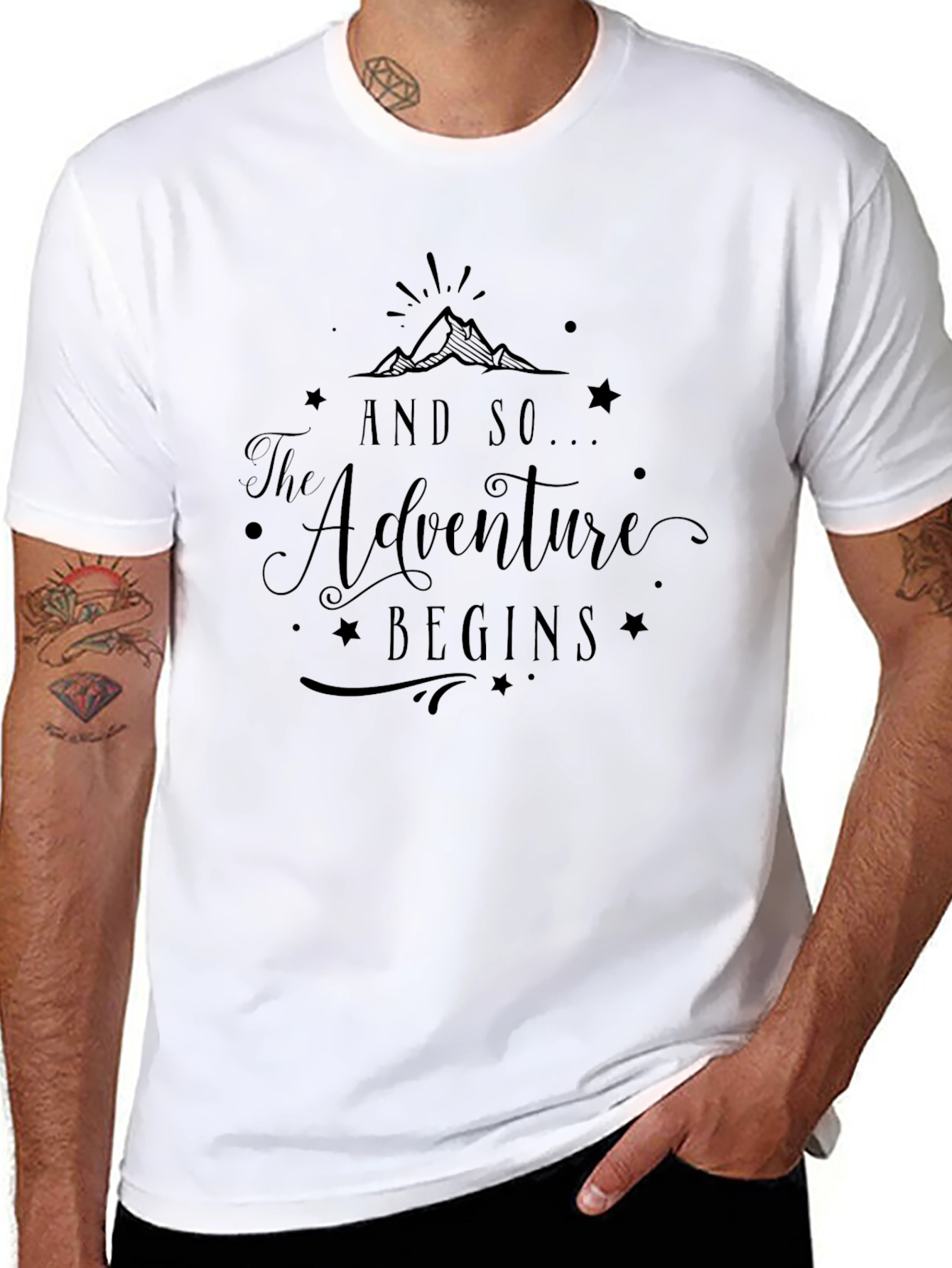 Adventure Begins Graphic Tee - Black