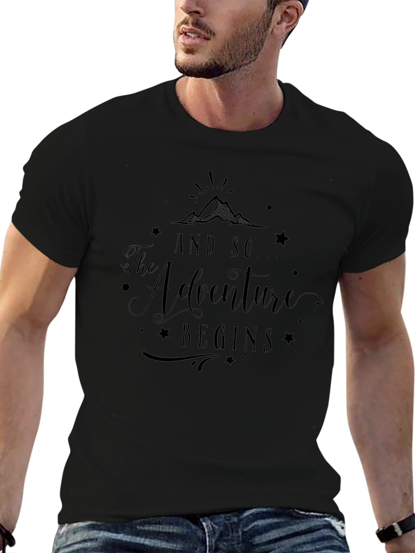 Adventure Begins Graphic Tee - Black