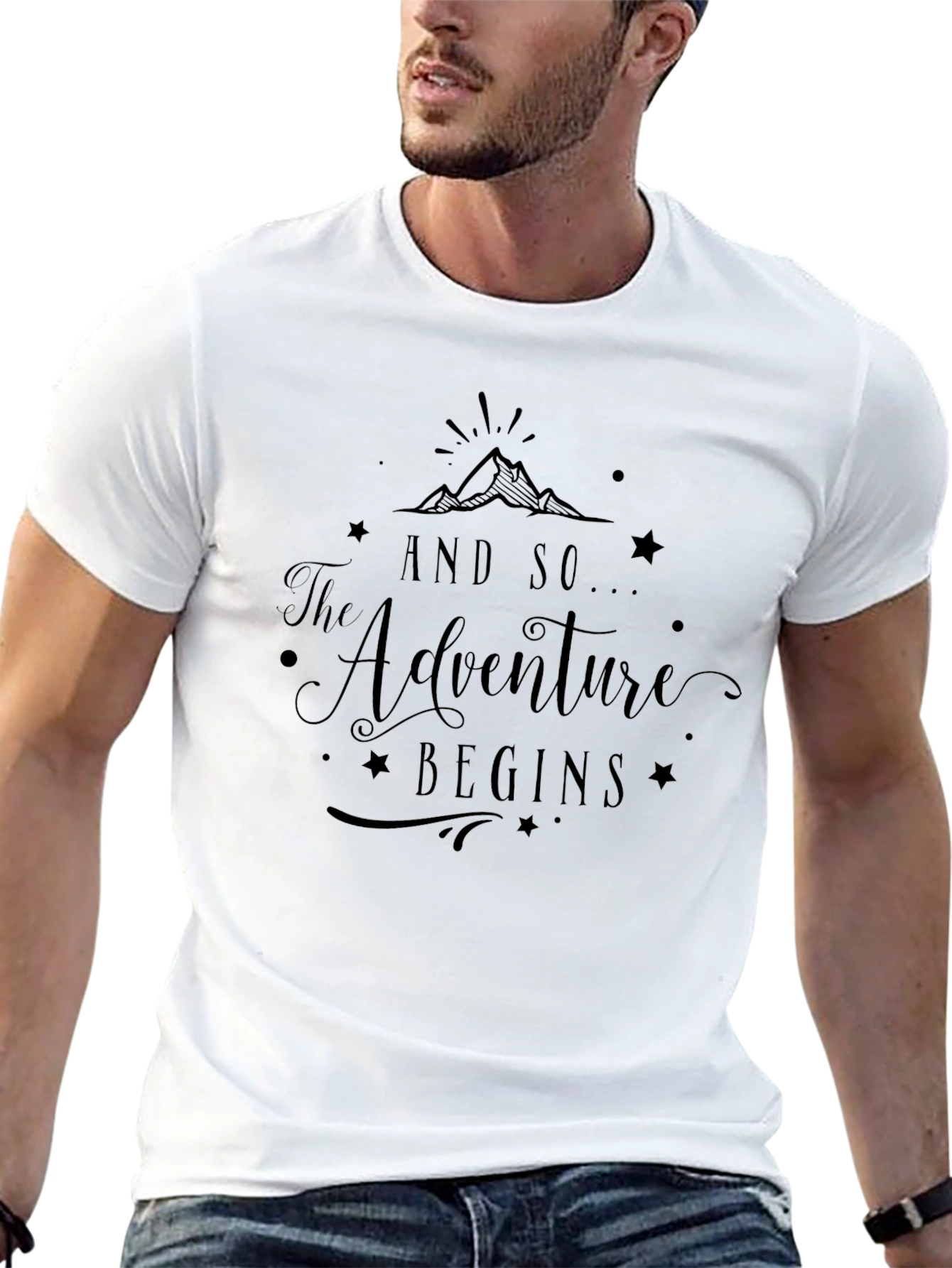 Adventure Begins Graphic Tee - Black