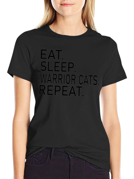 Eat Sleep Warrior Cats Repeat Black T-Shirt