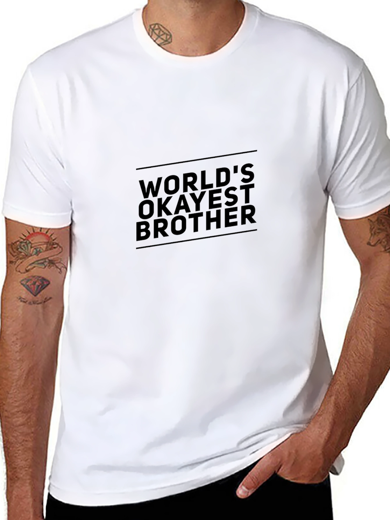 Worlds Okayest Brother Black T-Shirt