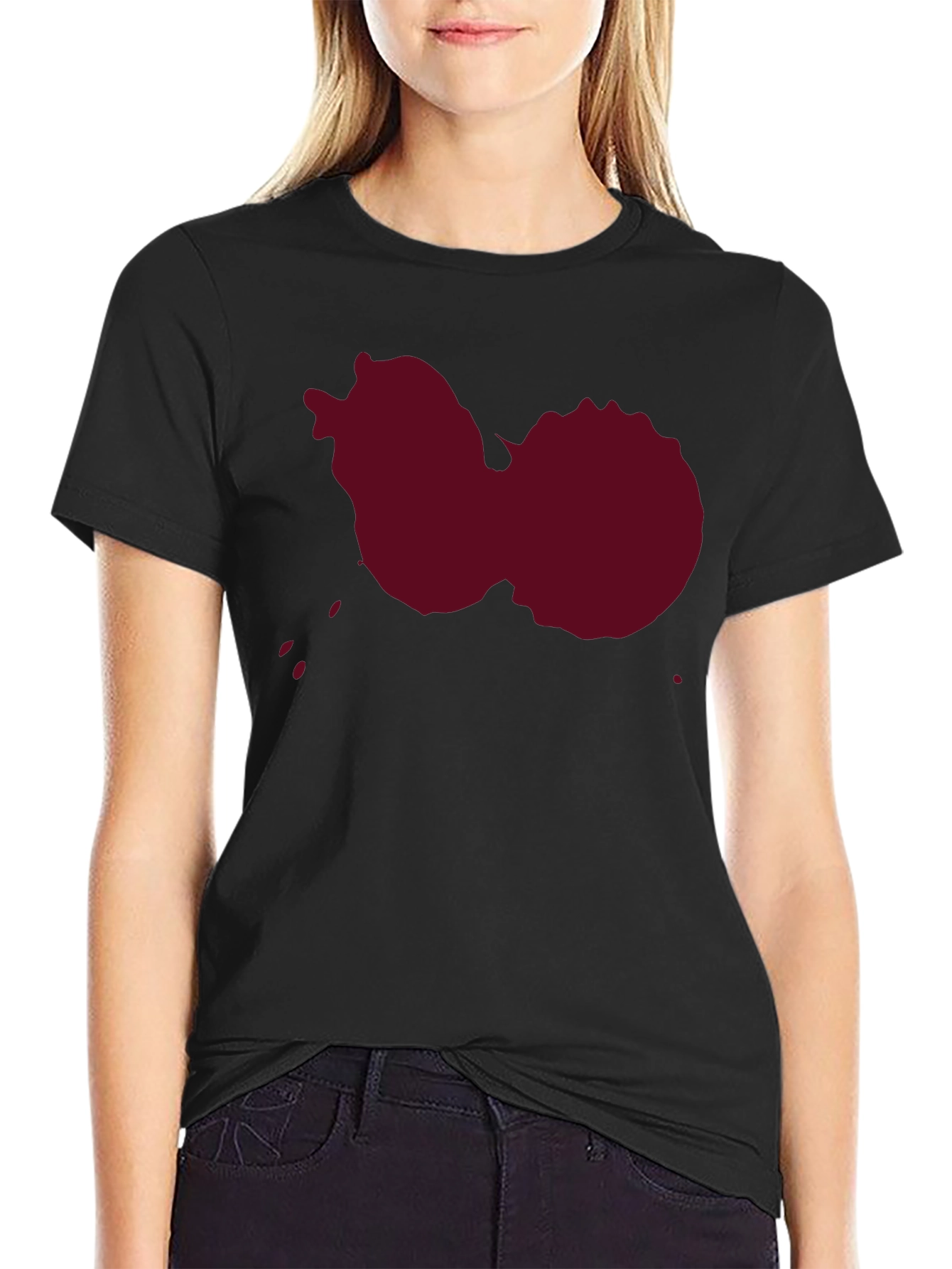 Maroon Splatter Graphic T-Shirt - Casual Style