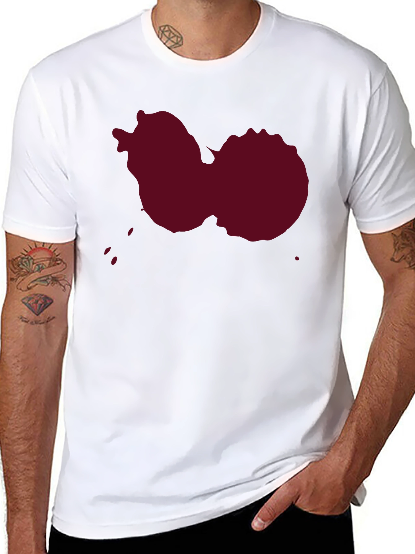Maroon Splatter Graphic T-Shirt - Casual Style