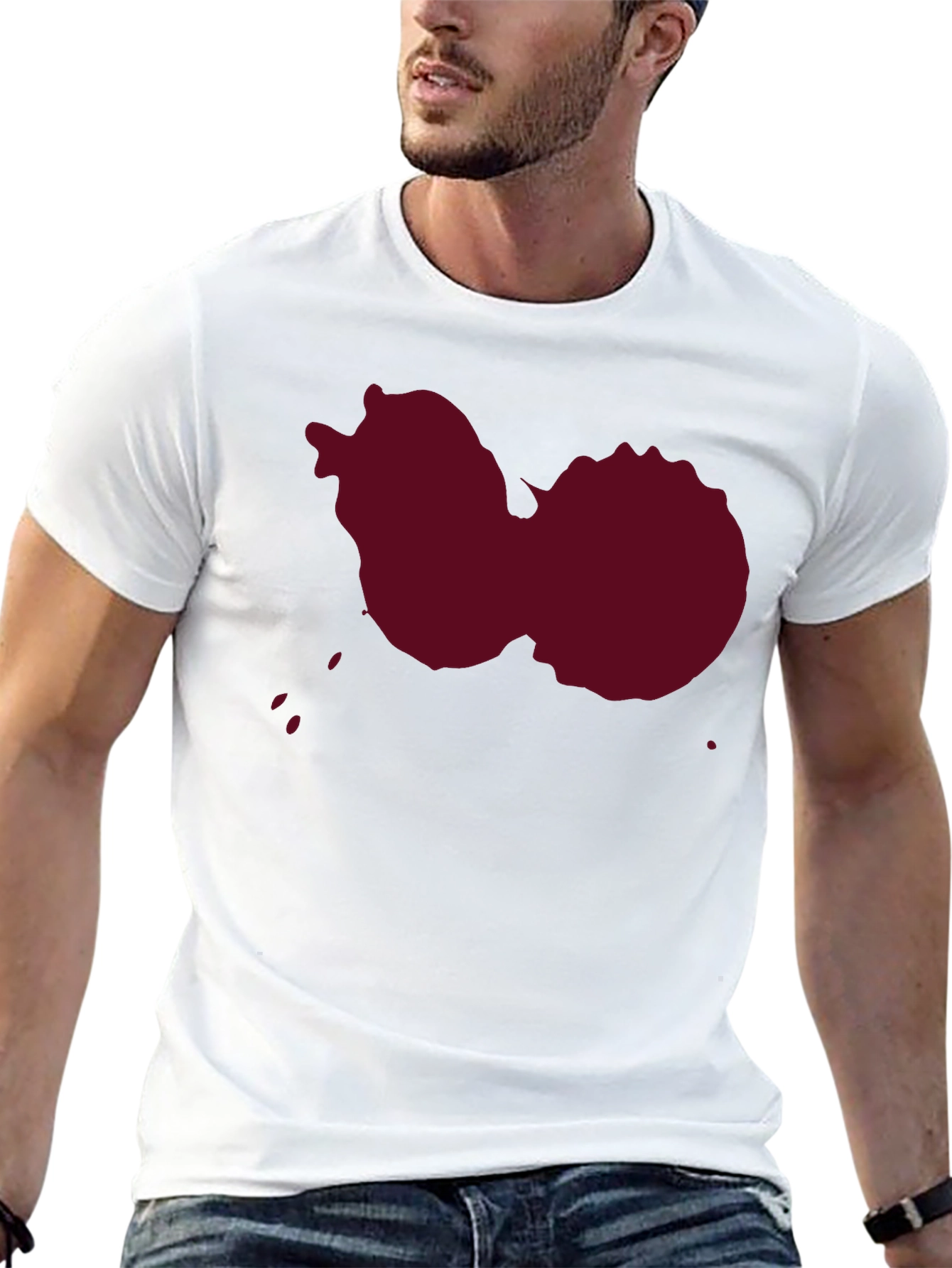 Maroon Splatter Graphic T-Shirt - Casual Style