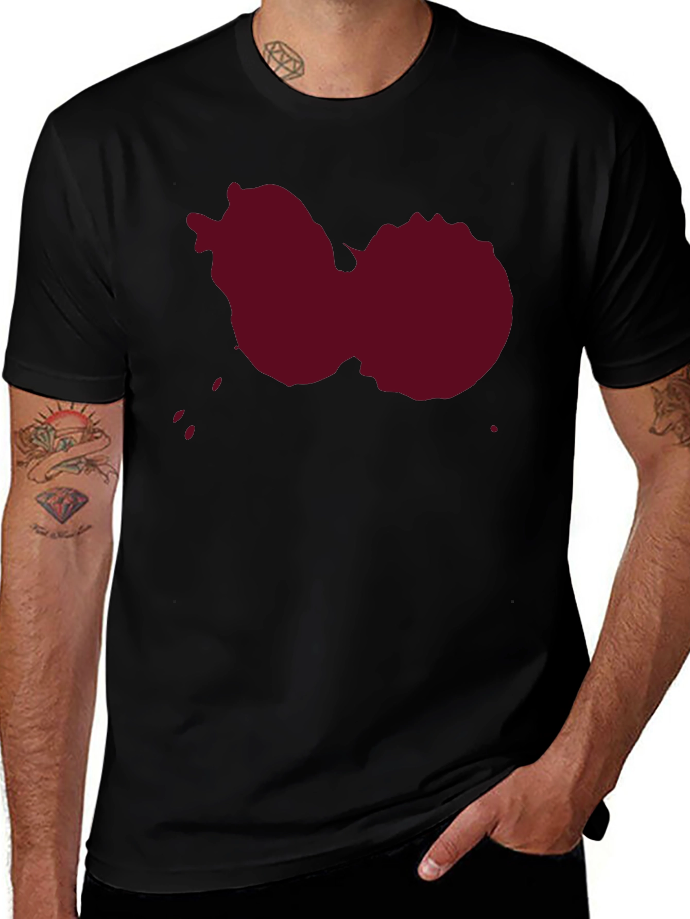 Maroon Splatter Graphic T-Shirt - Casual Style