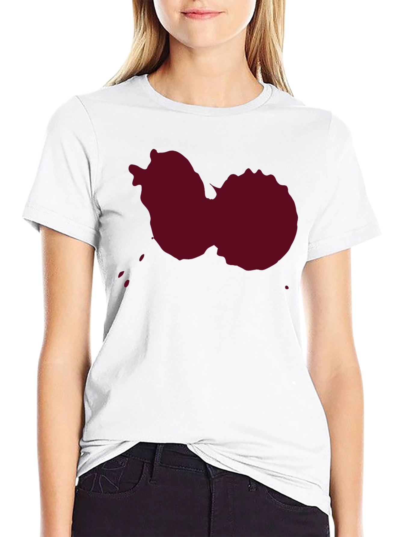 Maroon Splatter Graphic T-Shirt - Casual Style