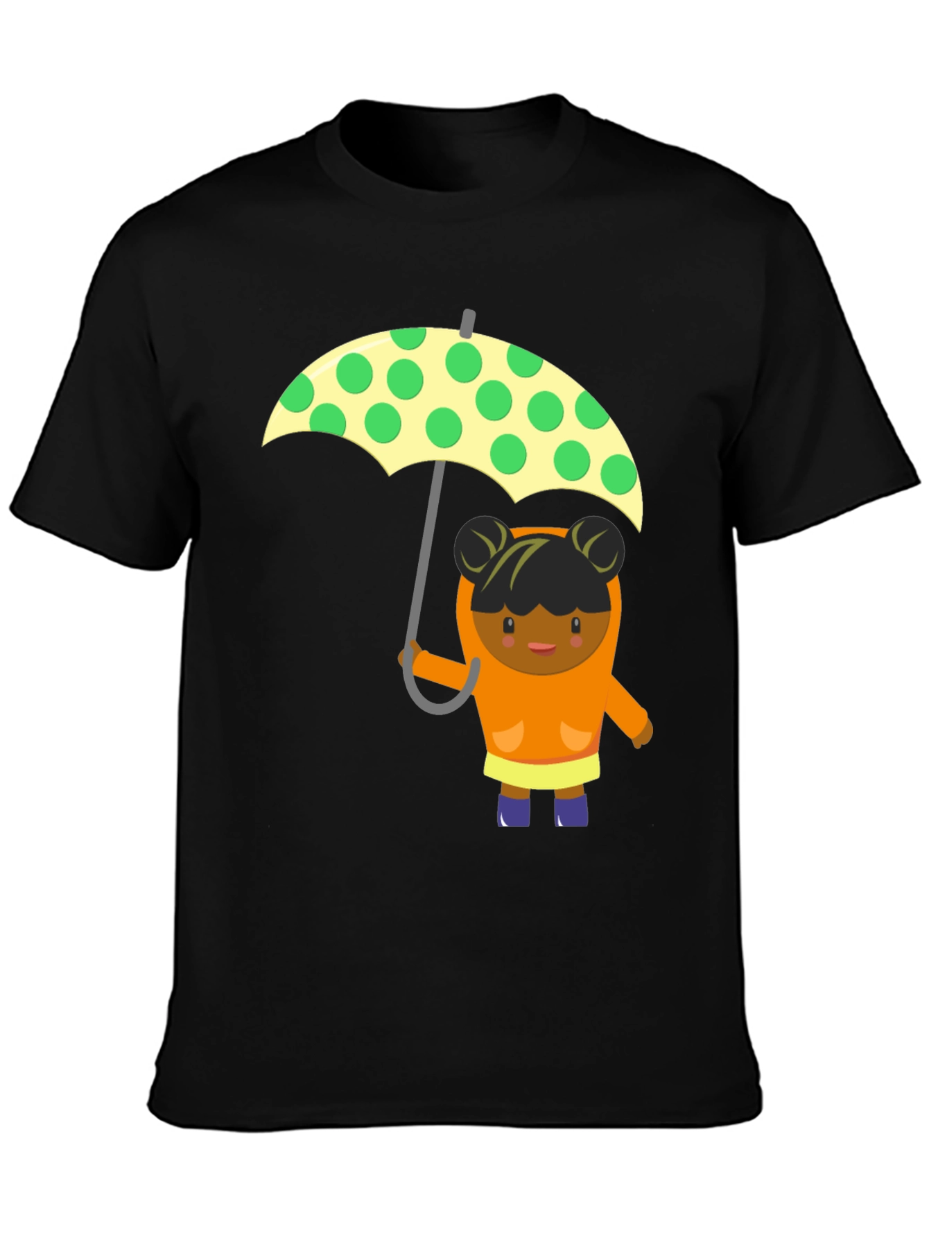 Cute Girl with Umbrella Graphic Tee