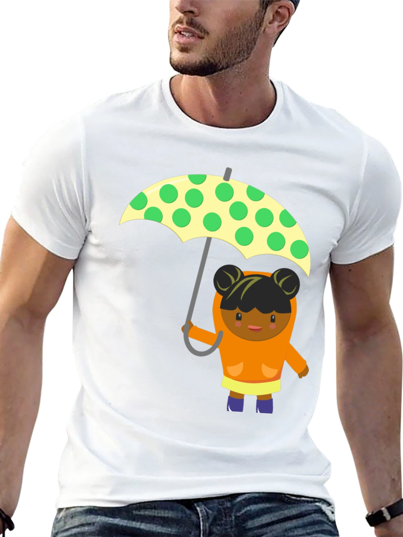 Cute Girl with Umbrella Graphic Tee