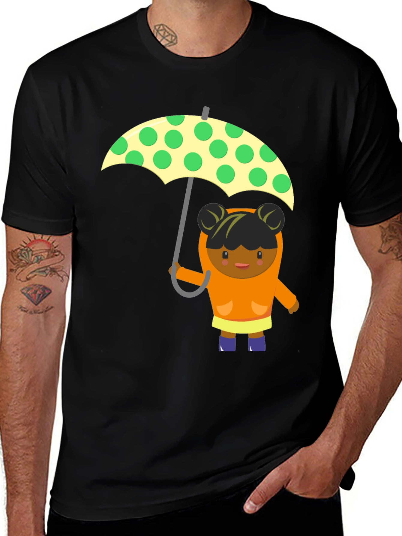 Cute Girl with Umbrella Graphic Tee
