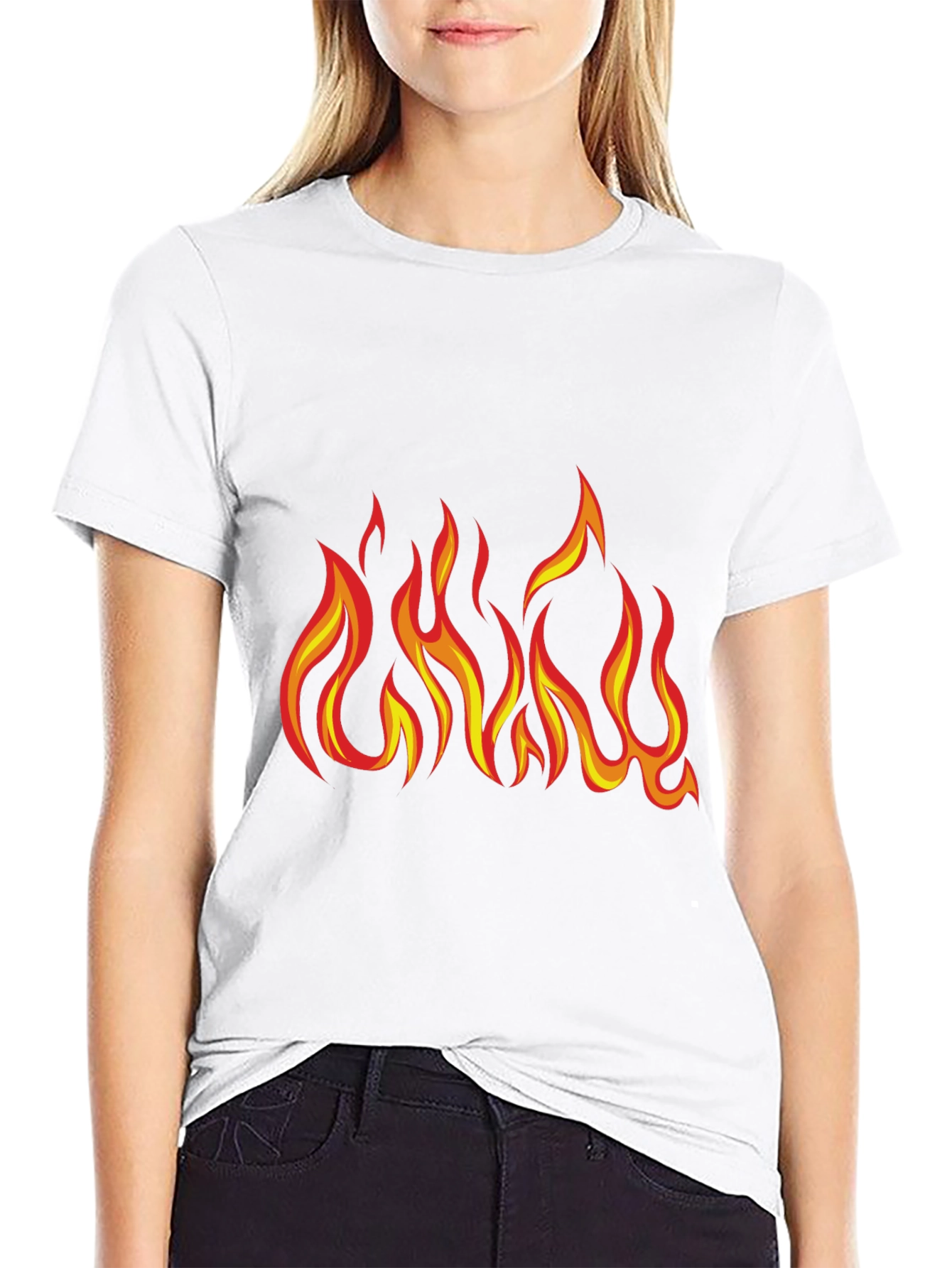 Fiery Flame Graphic T-Shirt - Bold Black Tee