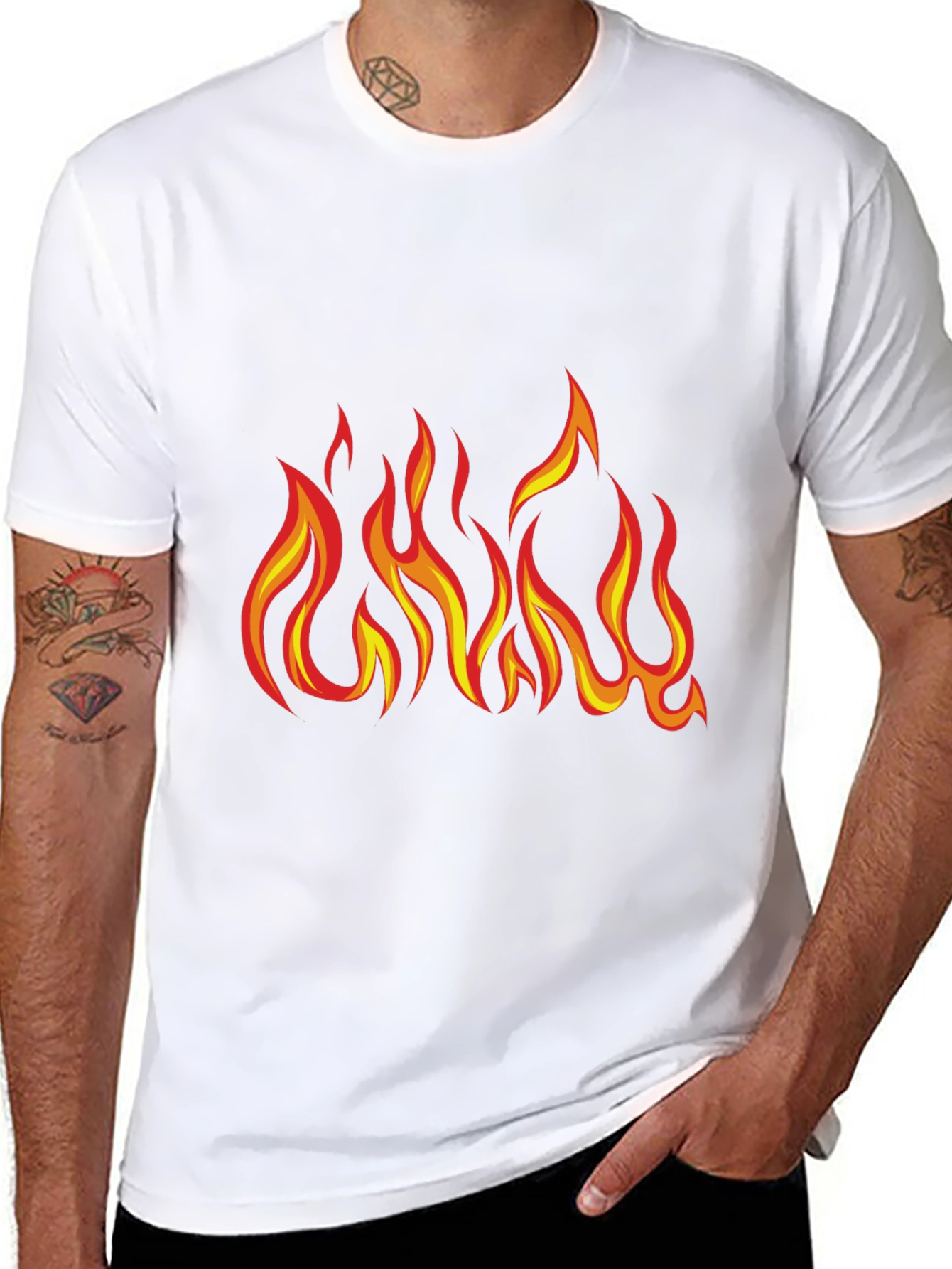 Fiery Flame Graphic T-Shirt - Bold Black Tee