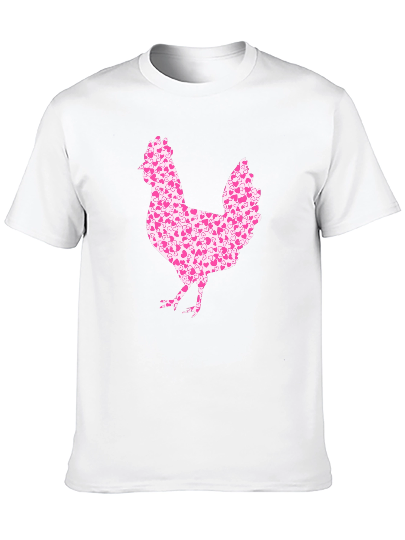 Chicken Heart Pattern Mens Black T-Shirt