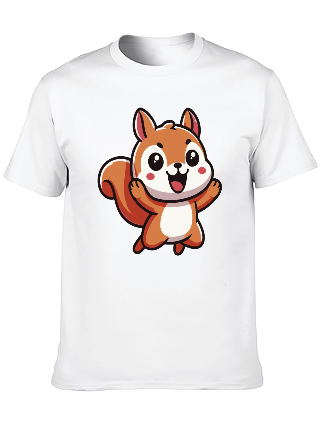 Cute Cartoon Squirrel Black T-Shirt