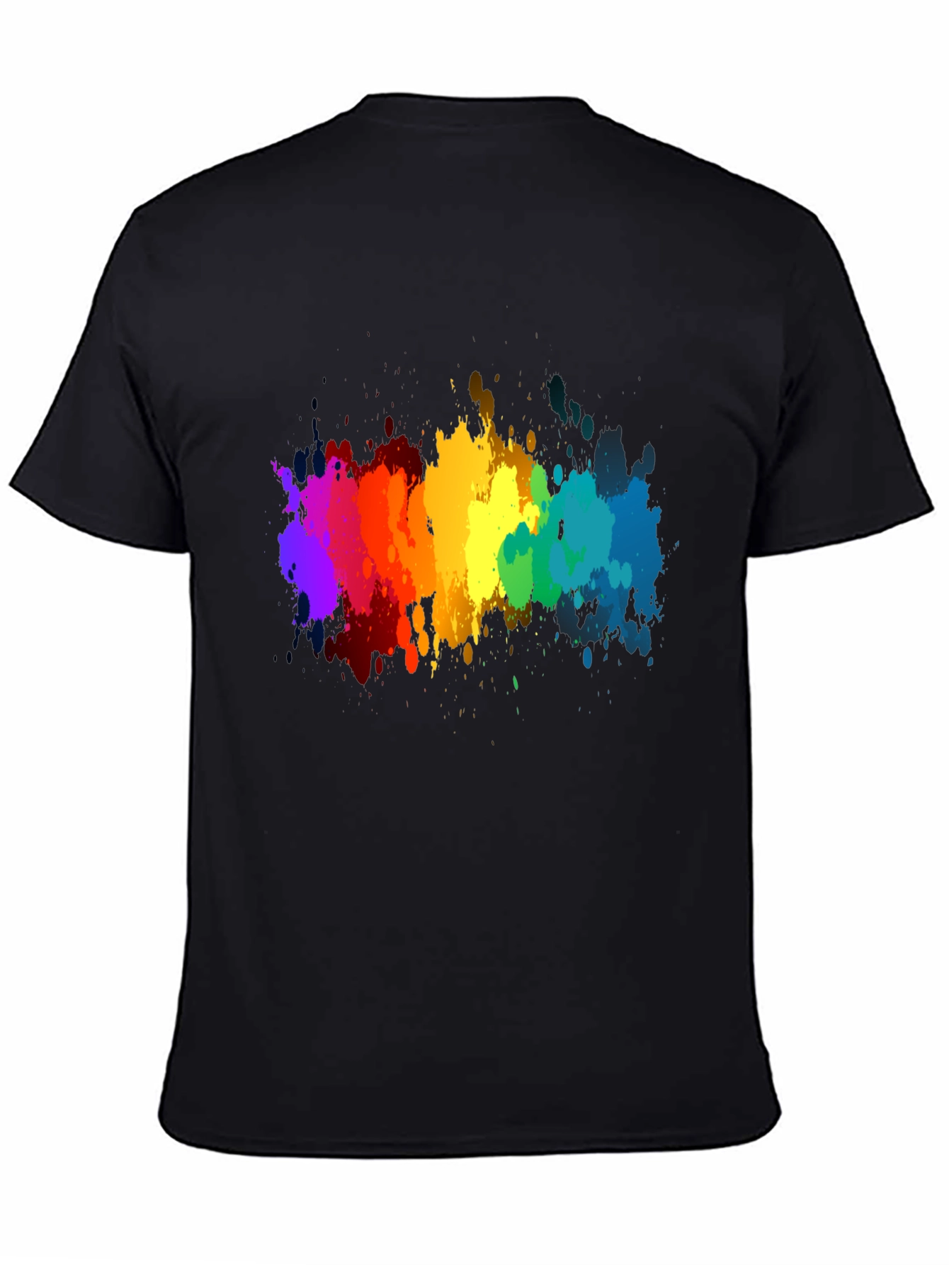 Rainbow Splatter Black T-Shirt