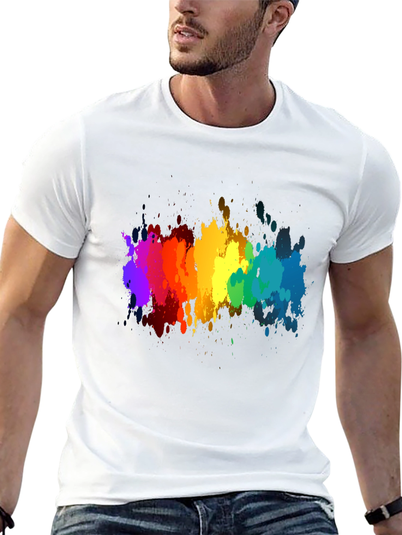 Rainbow Splatter Black T-Shirt