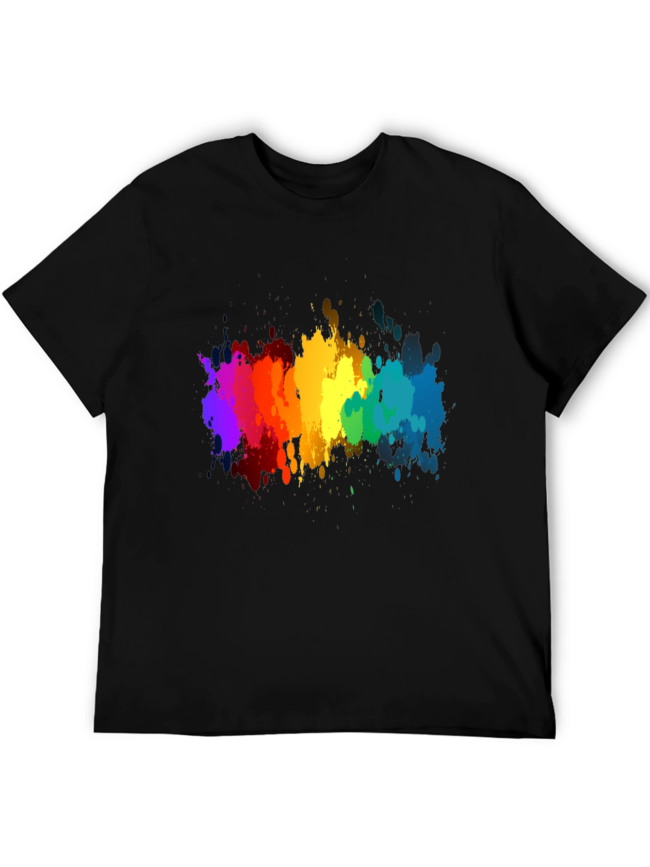Rainbow Splatter Black T-Shirt