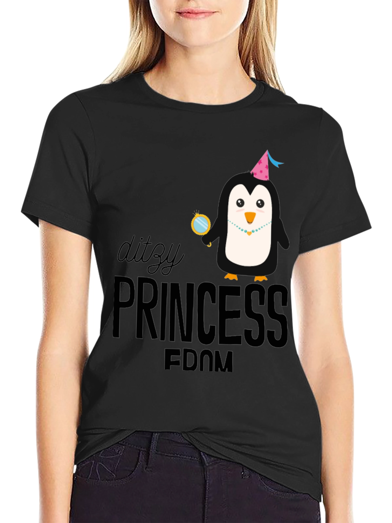 DITZY PRINCESS-Penguin in Party Hat T-Shirt