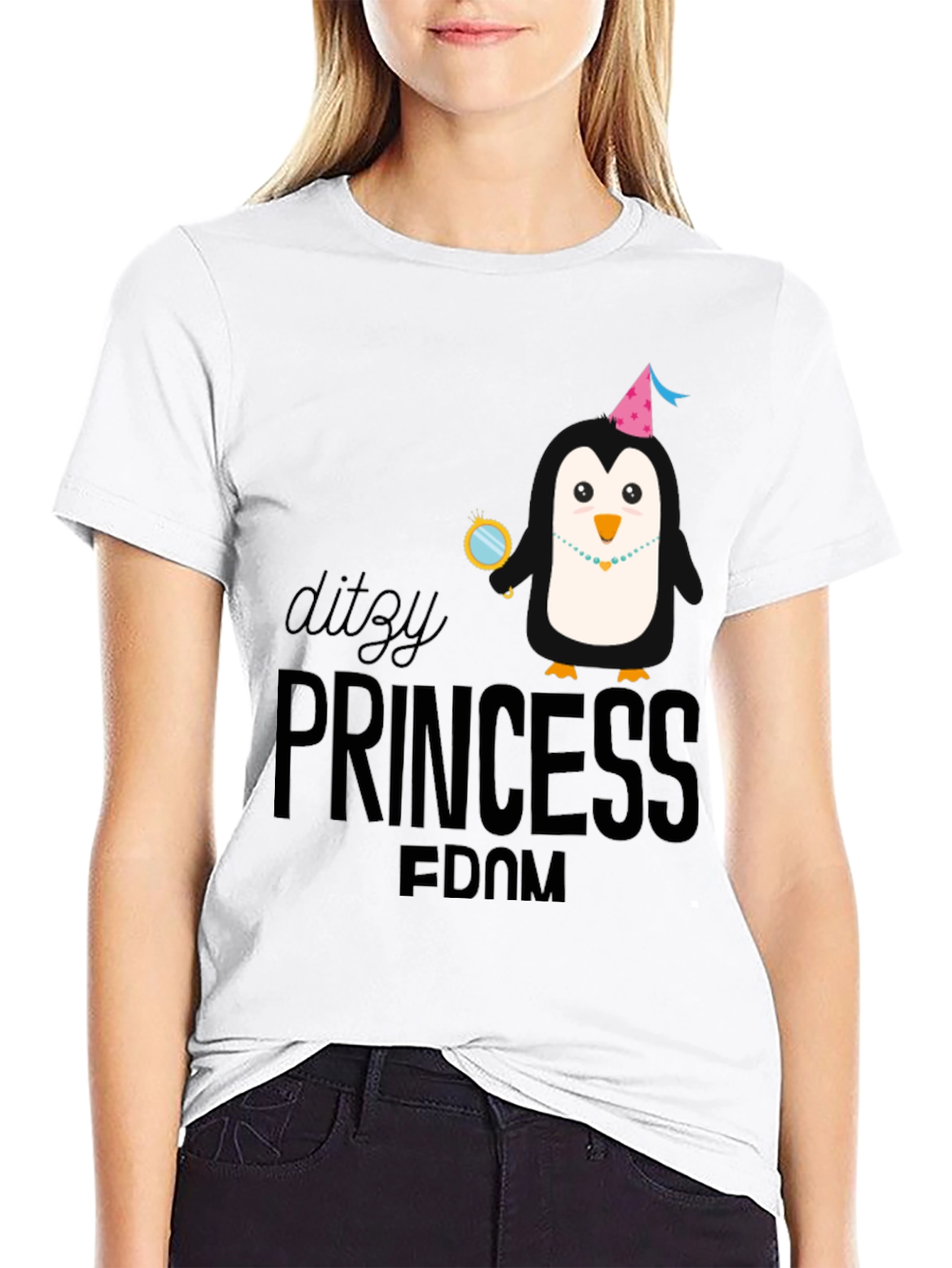 DITZY PRINCESS-Penguin in Party Hat T-Shirt