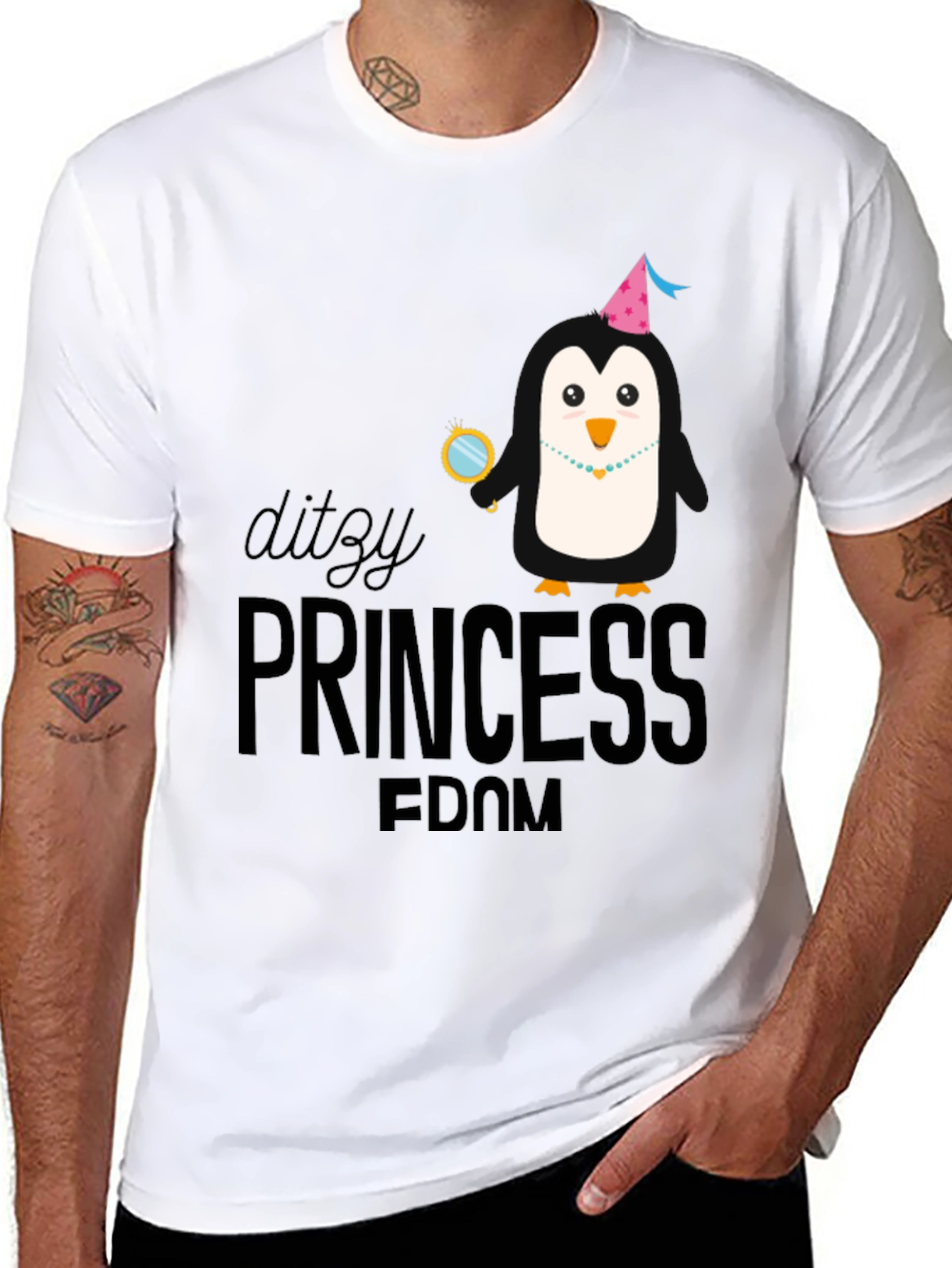 DITZY PRINCESS-Penguin in Party Hat T-Shirt