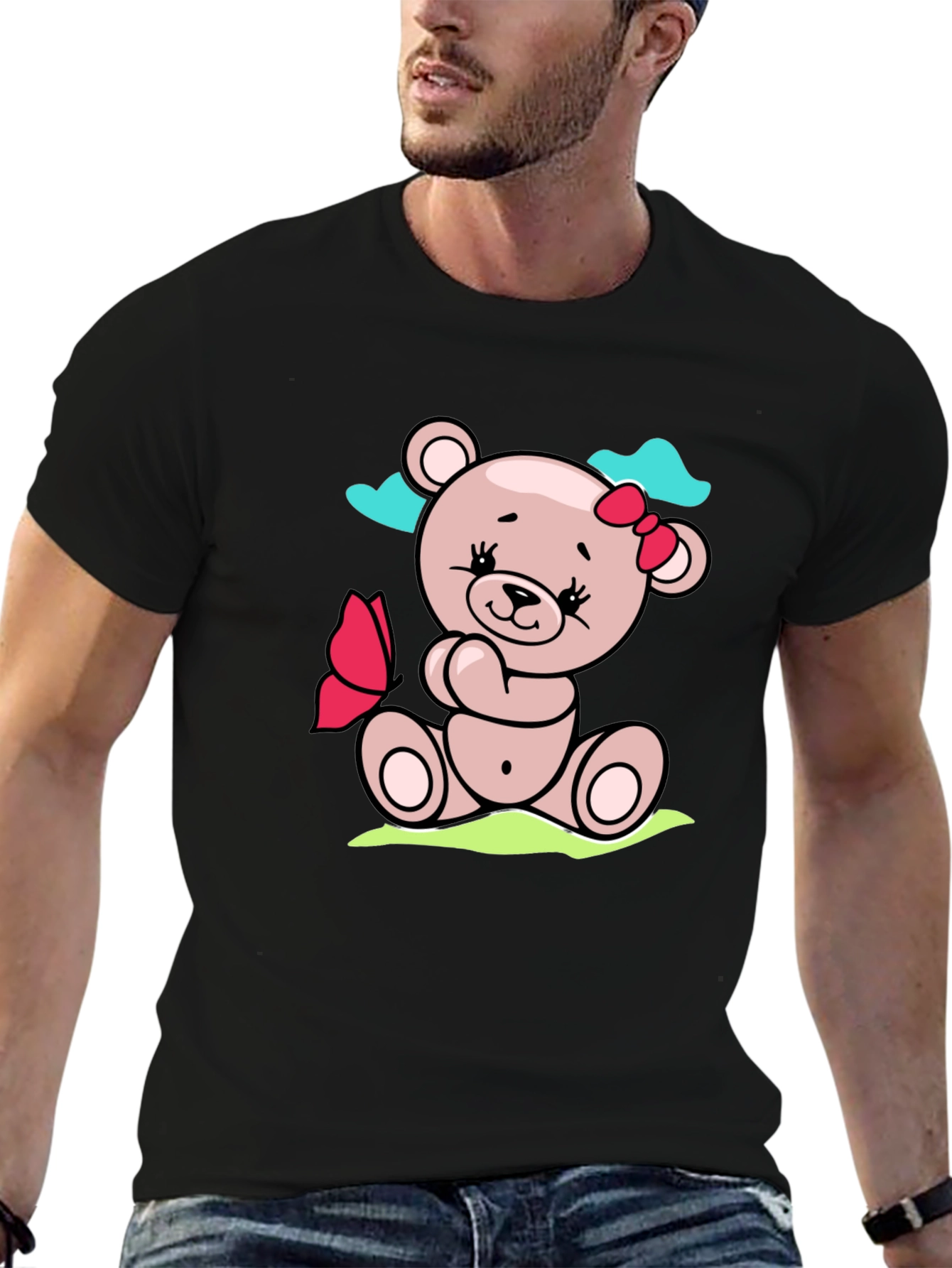 Cute Teddy Bear Graphic T-Shirt - Soft Cotton Blend