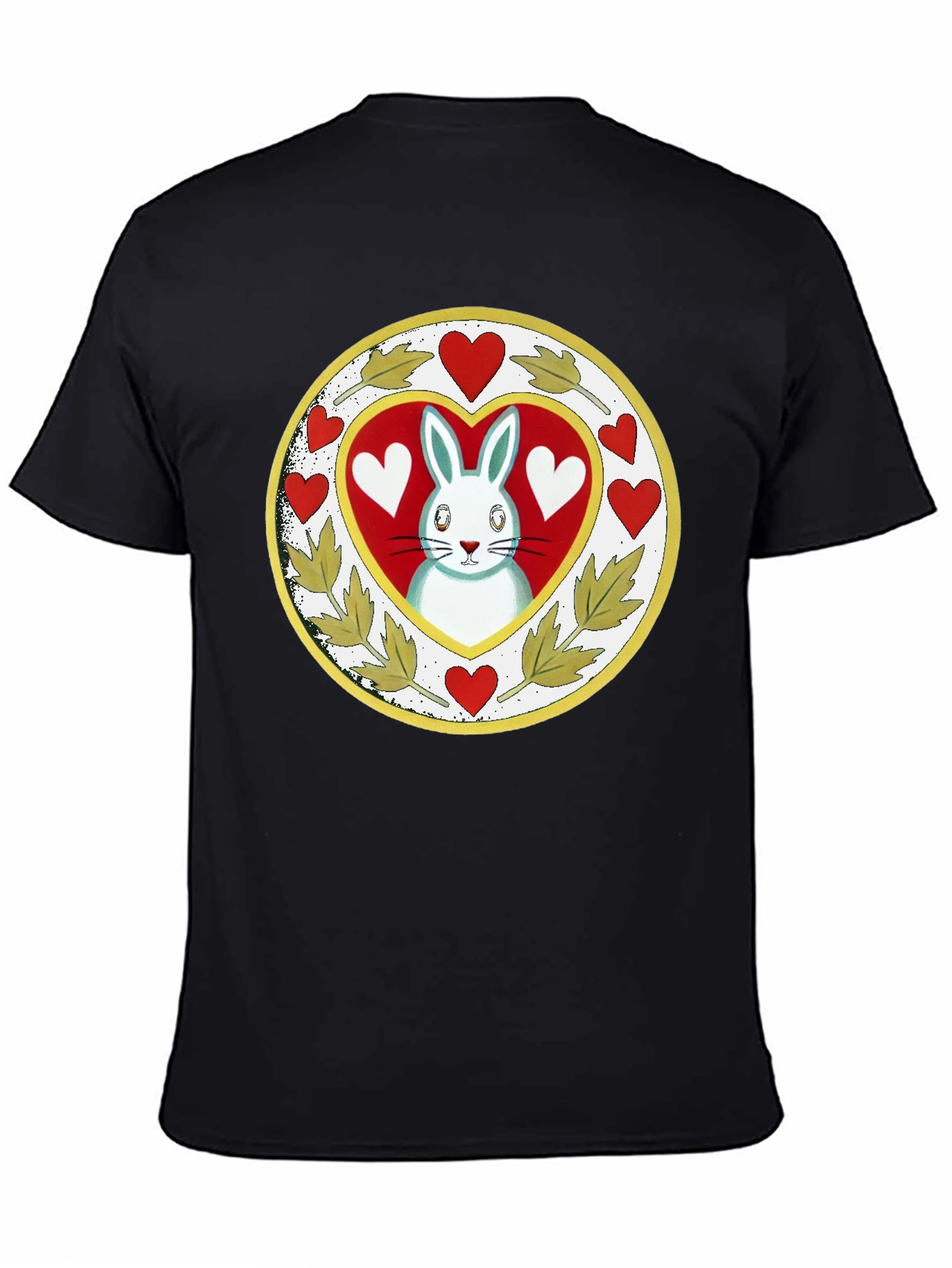 Rabbit Heart Graphic Tee - Black Cotton Blend