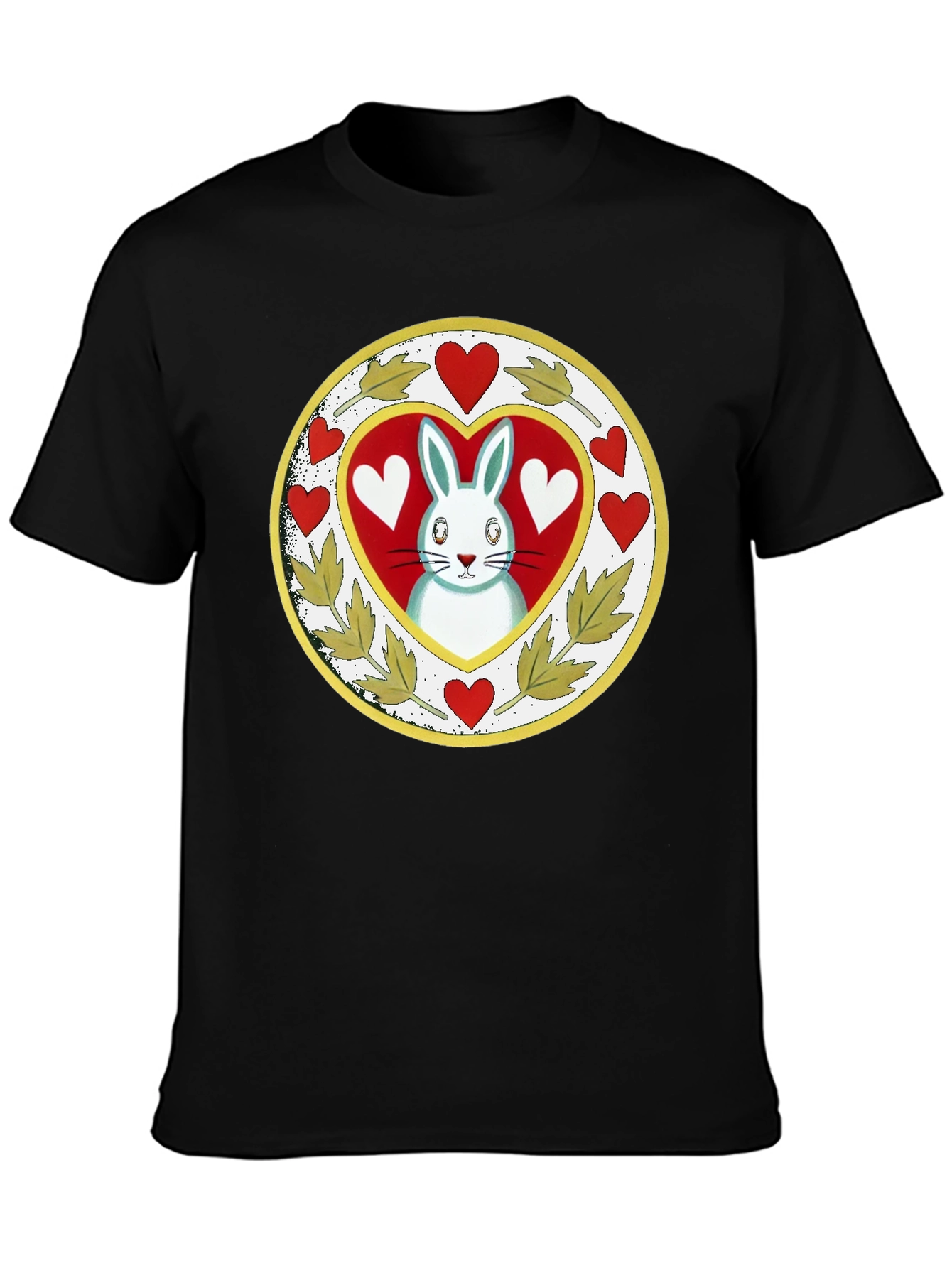 Rabbit Heart Graphic Tee - Black Cotton Blend