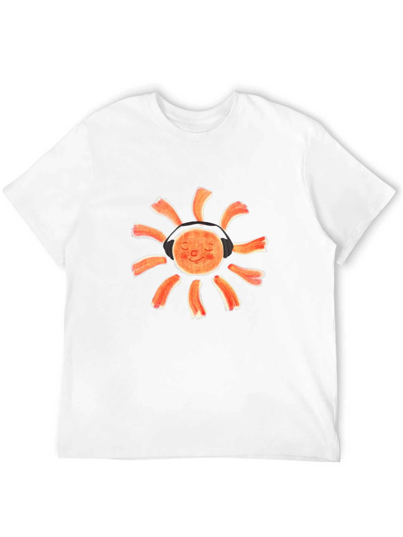 Sun With Headphones Black Graphic T-Shirt