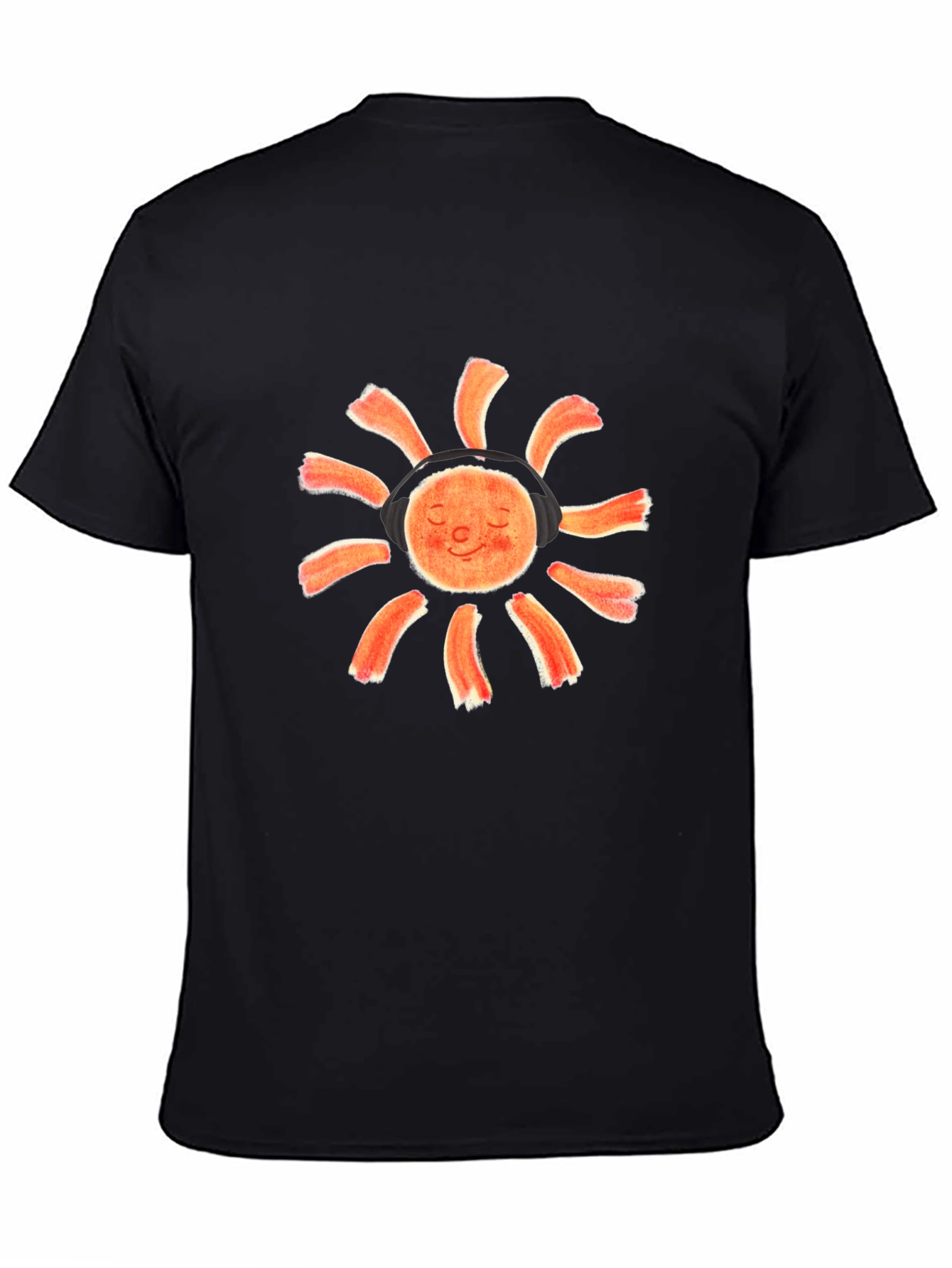 Sun With Headphones Black Graphic T-Shirt