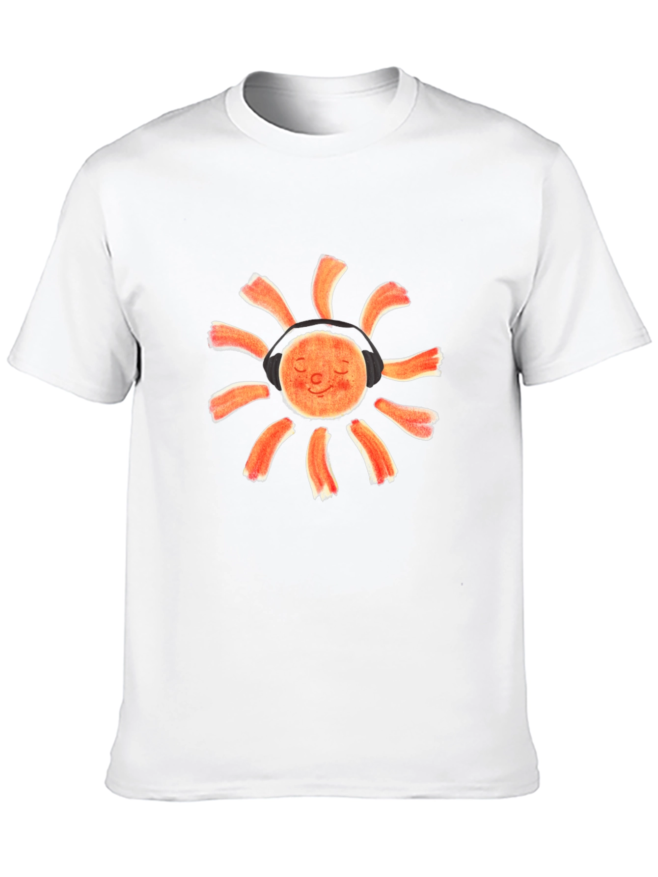 Sun With Headphones Black Graphic T-Shirt