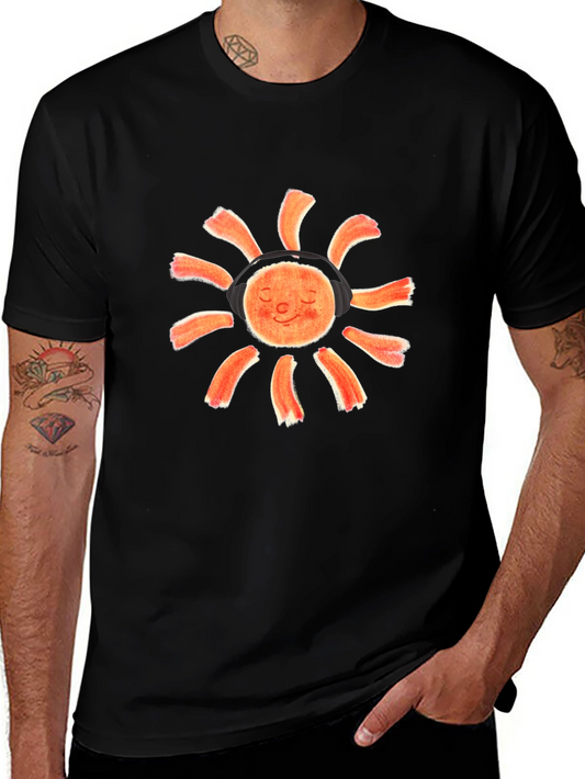 Sun With Headphones Black Graphic T-Shirt