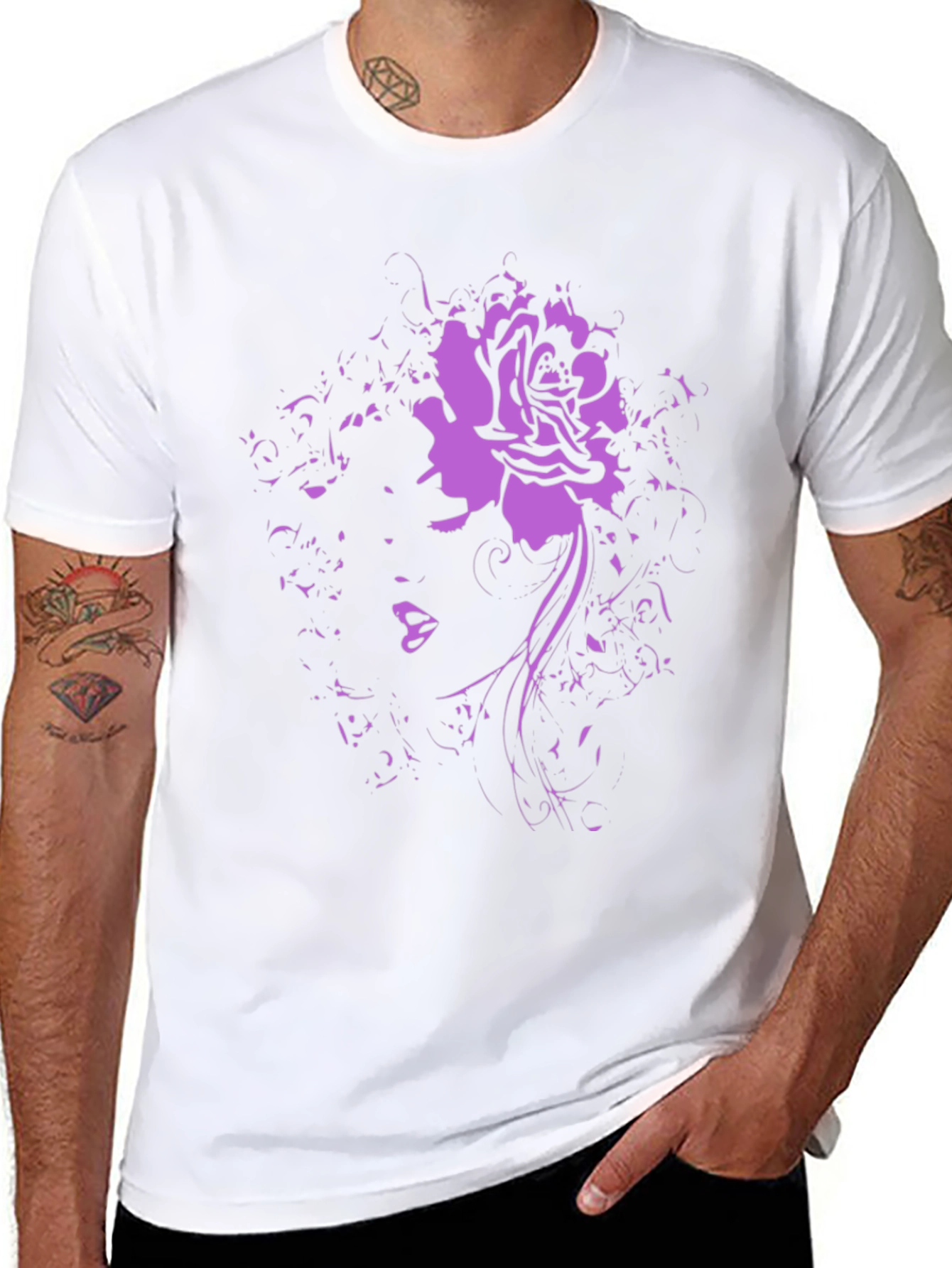 Abstract Rose Graphic Tee - Modern Black T-Shirt