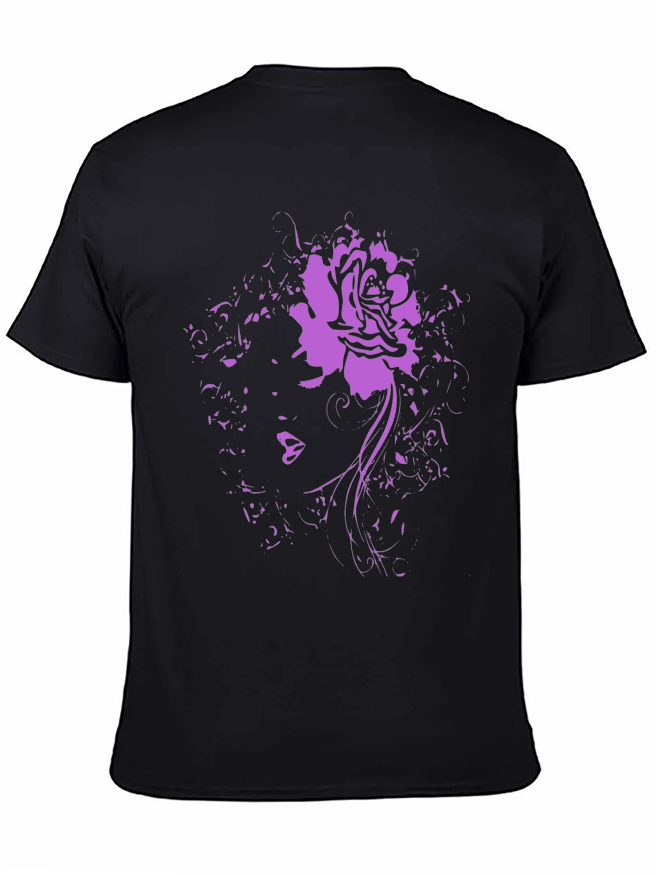 Abstract Rose Graphic Tee - Modern Black T-Shirt