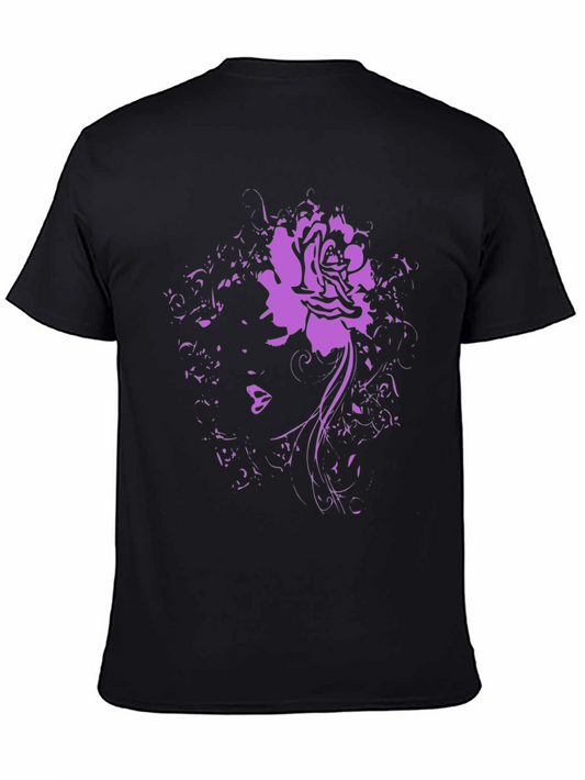 Abstract Rose Graphic Tee - Modern Black T-Shirt