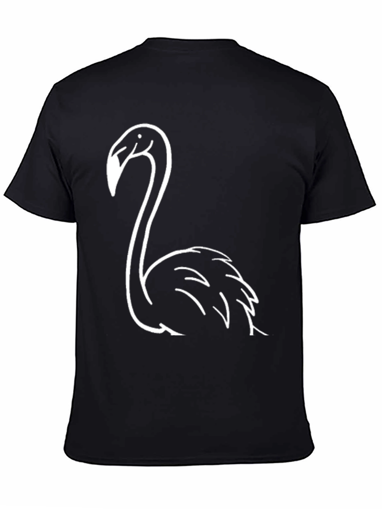 Black T-Shirt with White Flamingo Graphic