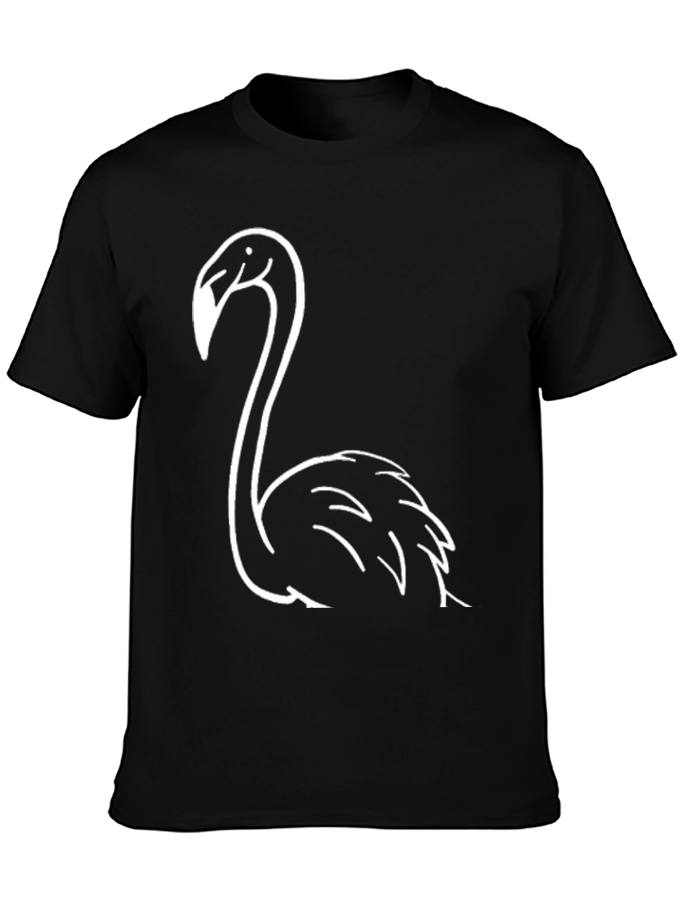 Black T-Shirt with White Flamingo Graphic
