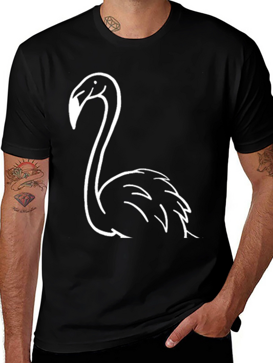 Black T-Shirt with White Flamingo Graphic