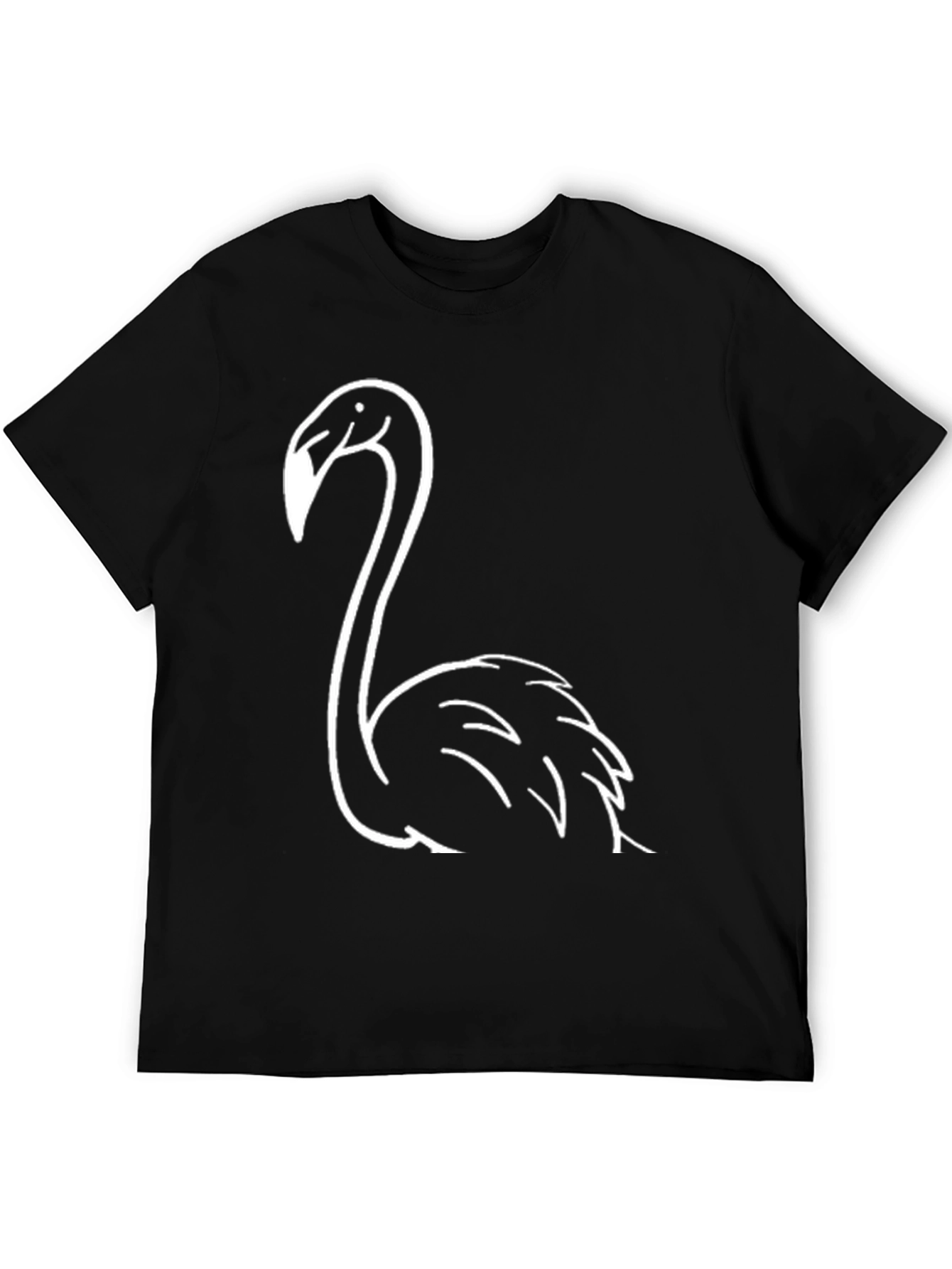 Black T-Shirt with White Flamingo Graphic
