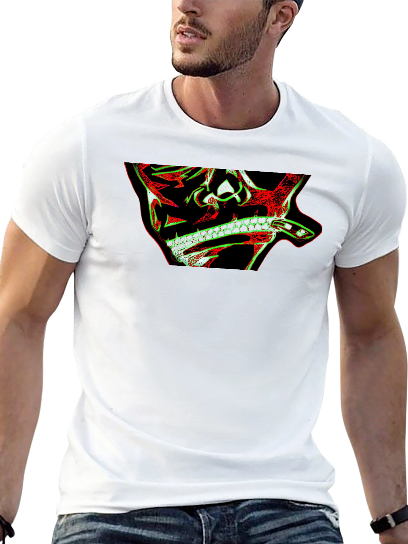 Skull & Snake Graphic Print Black T-Shirt