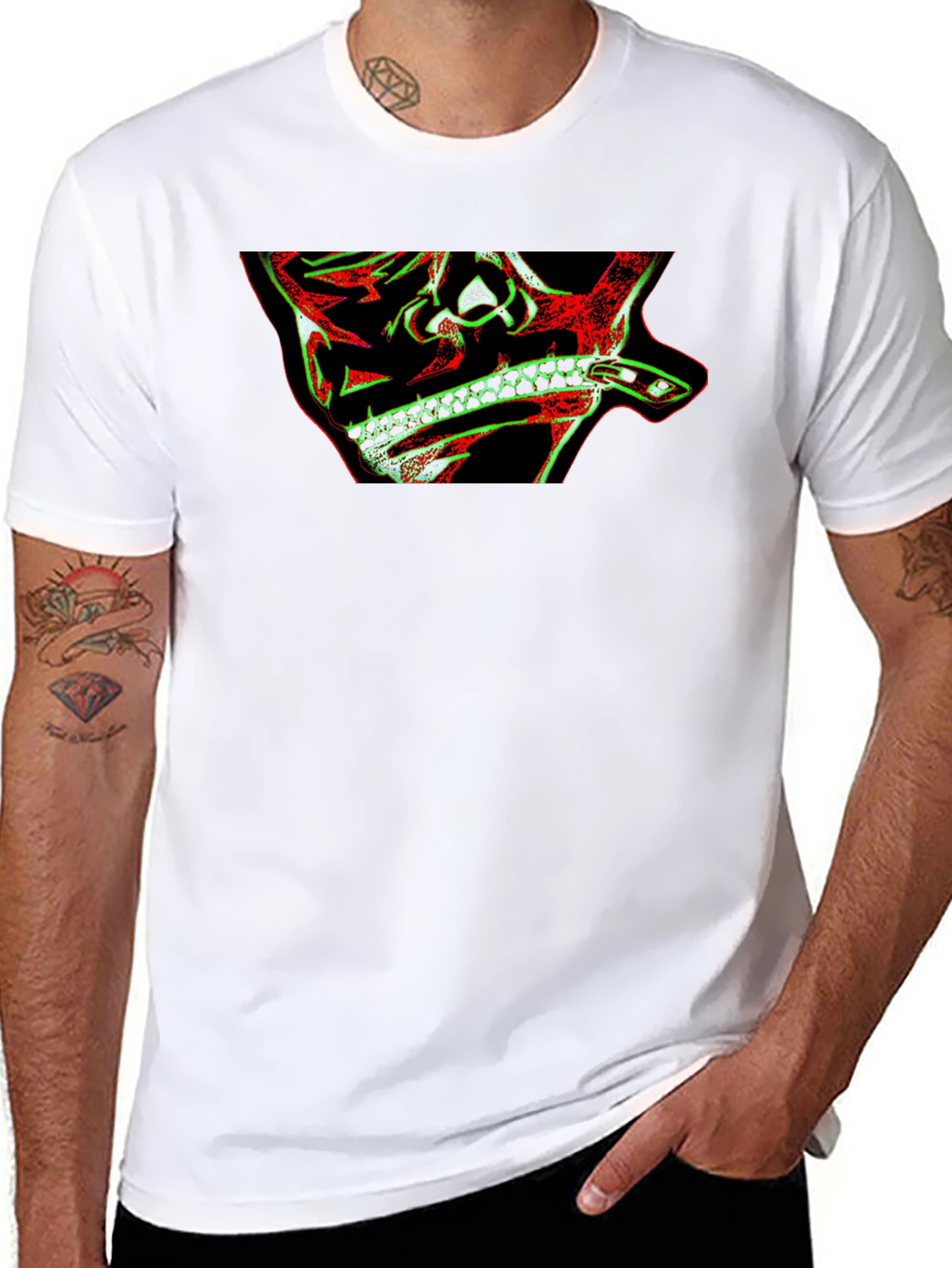 Skull & Snake Graphic Print Black T-Shirt