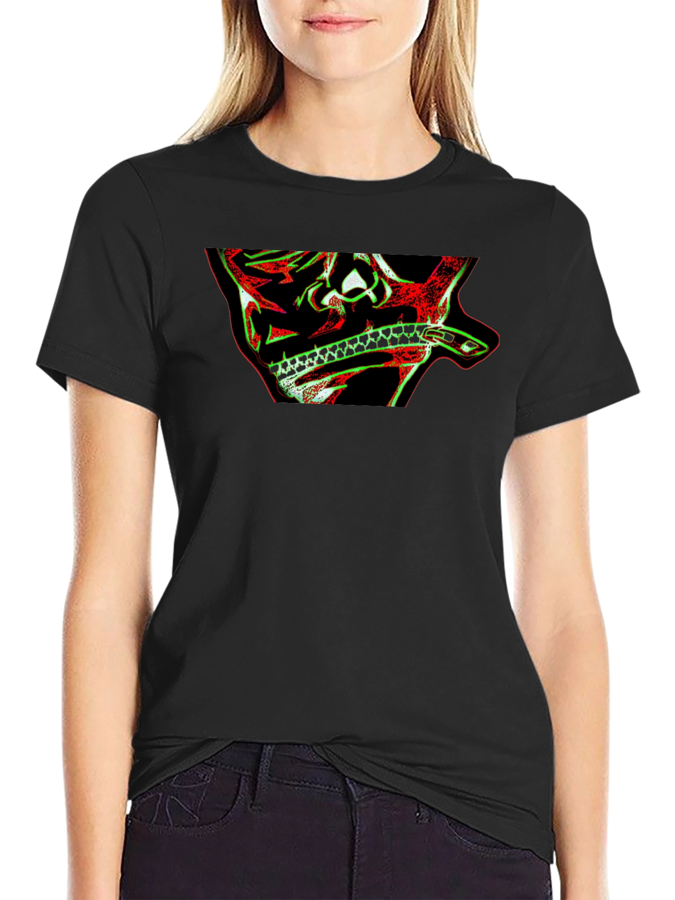 Skull & Snake Graphic Print Black T-Shirt