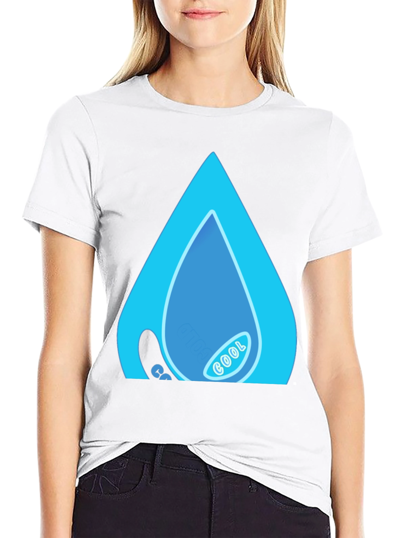 Cool Water Drop Graphic Black T-Shirt