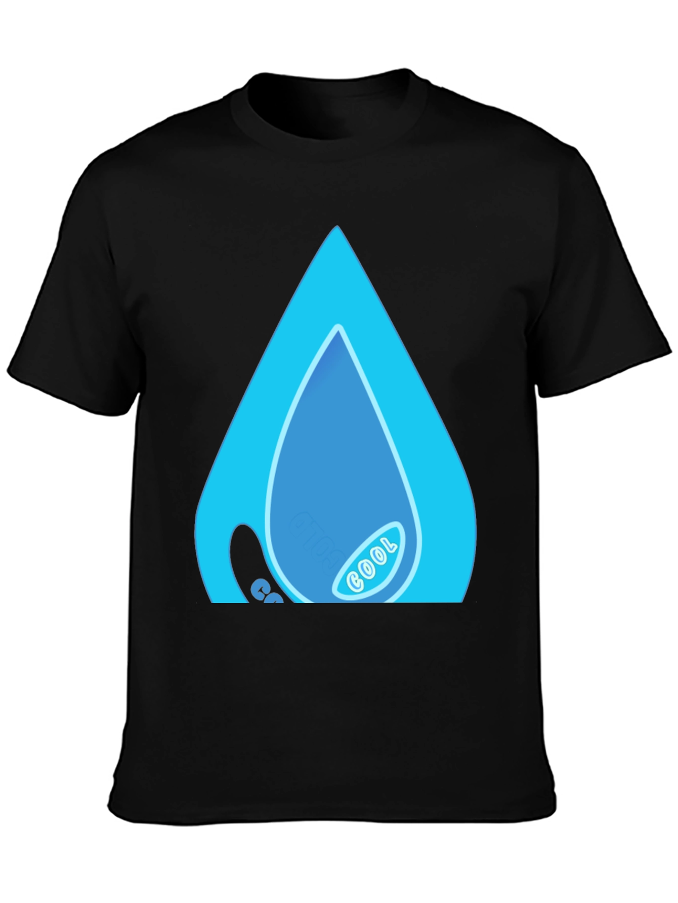 Cool Water Drop Graphic Black T-Shirt