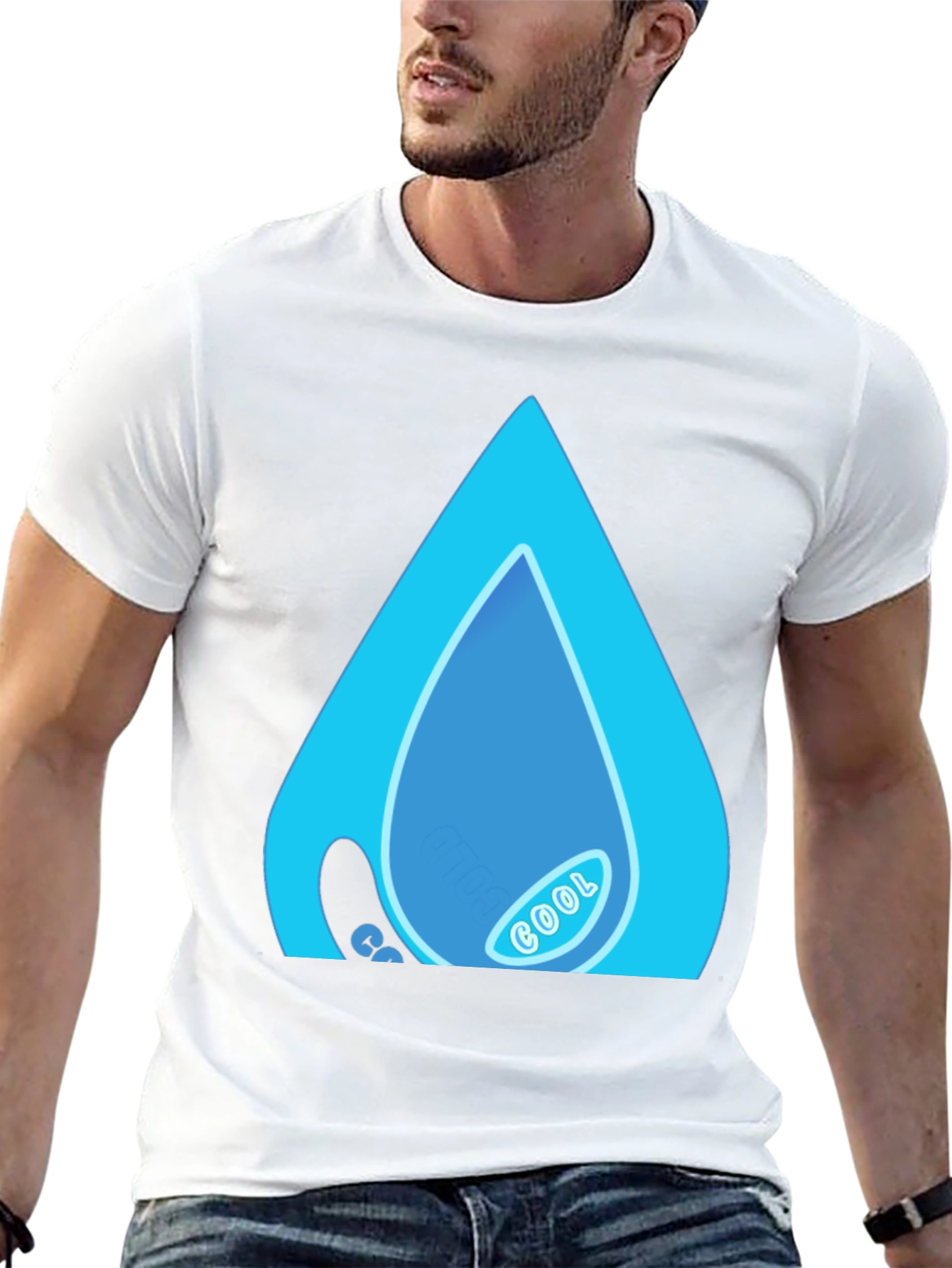 Cool Water Drop Graphic Black T-Shirt