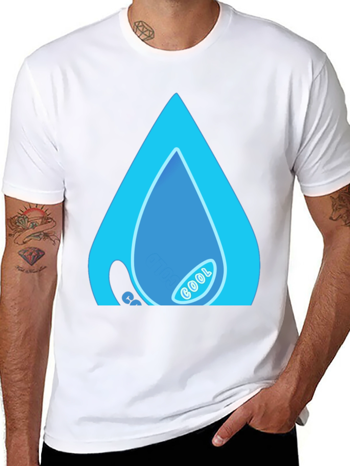 Cool Water Drop Graphic Black T-Shirt