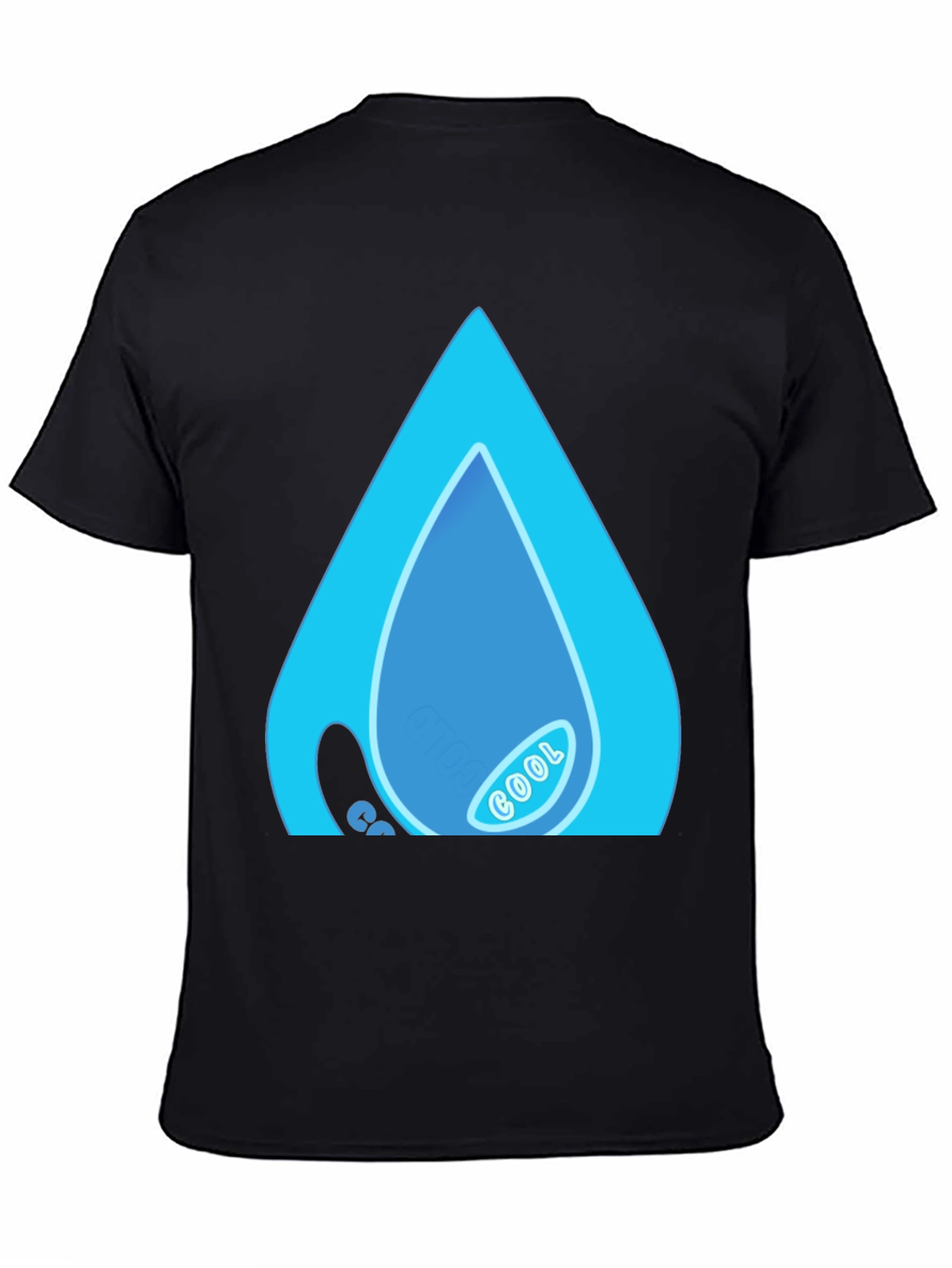 Cool Water Drop Graphic Black T-Shirt