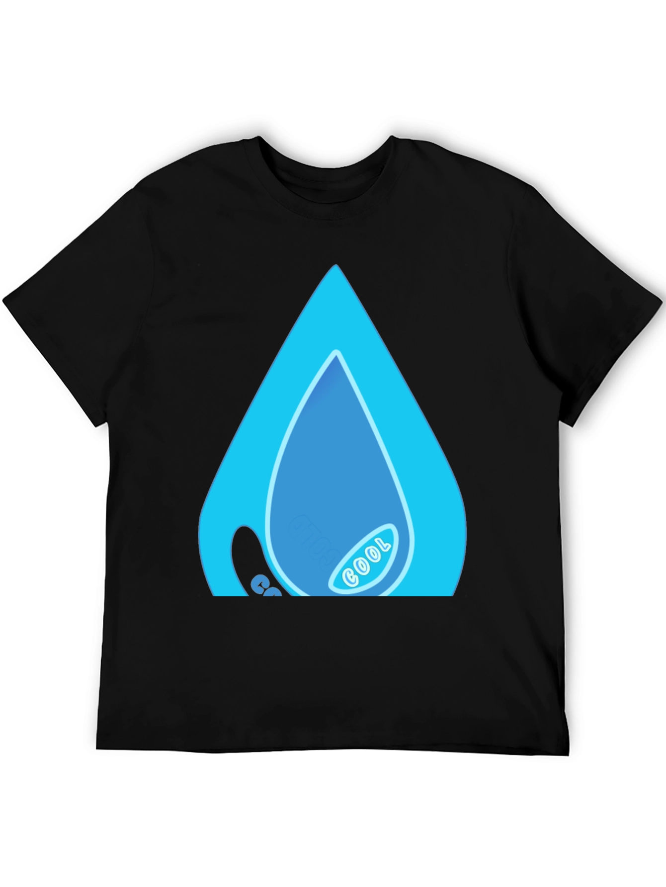 Cool Water Drop Graphic Black T-Shirt