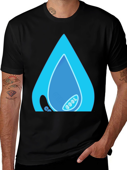 Cool Water Drop Graphic Black T-Shirt