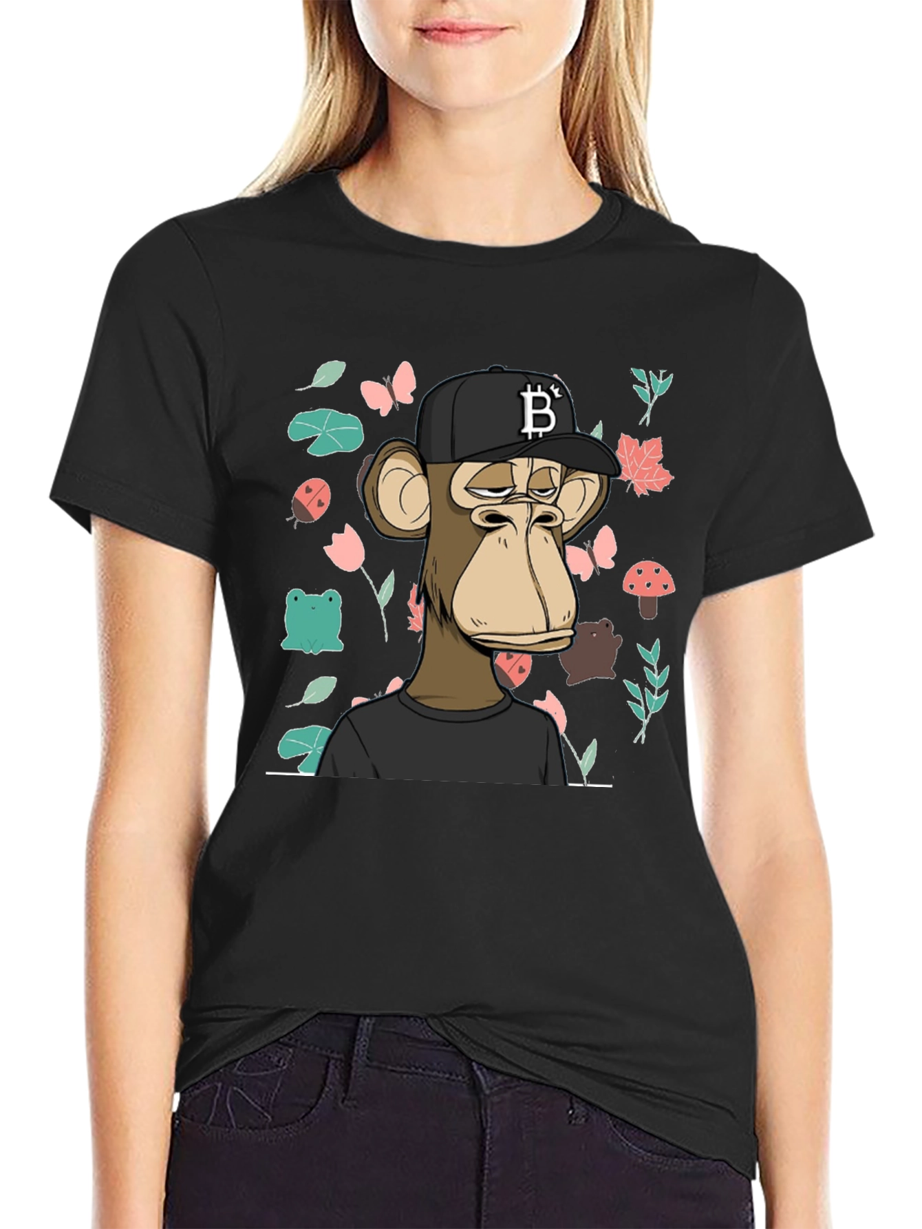 Bored Ape Bitcoin Graphic T-Shirt - Black